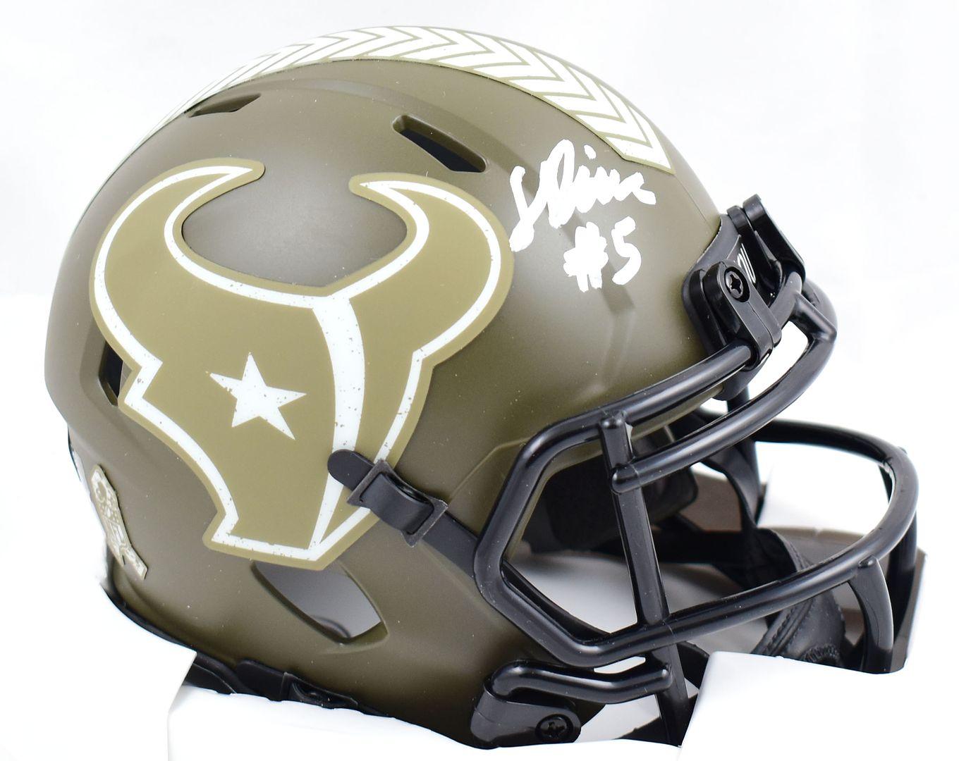 Jalen Pitre Signed Texans Salute to Service Alternate Speed Mini Helmet (Beckett) at PristineAuction.com Jalen Pitre Signed Texans Salute to Service Alternate Speed Mini Helmet (Beckett) at PristineAuction.com