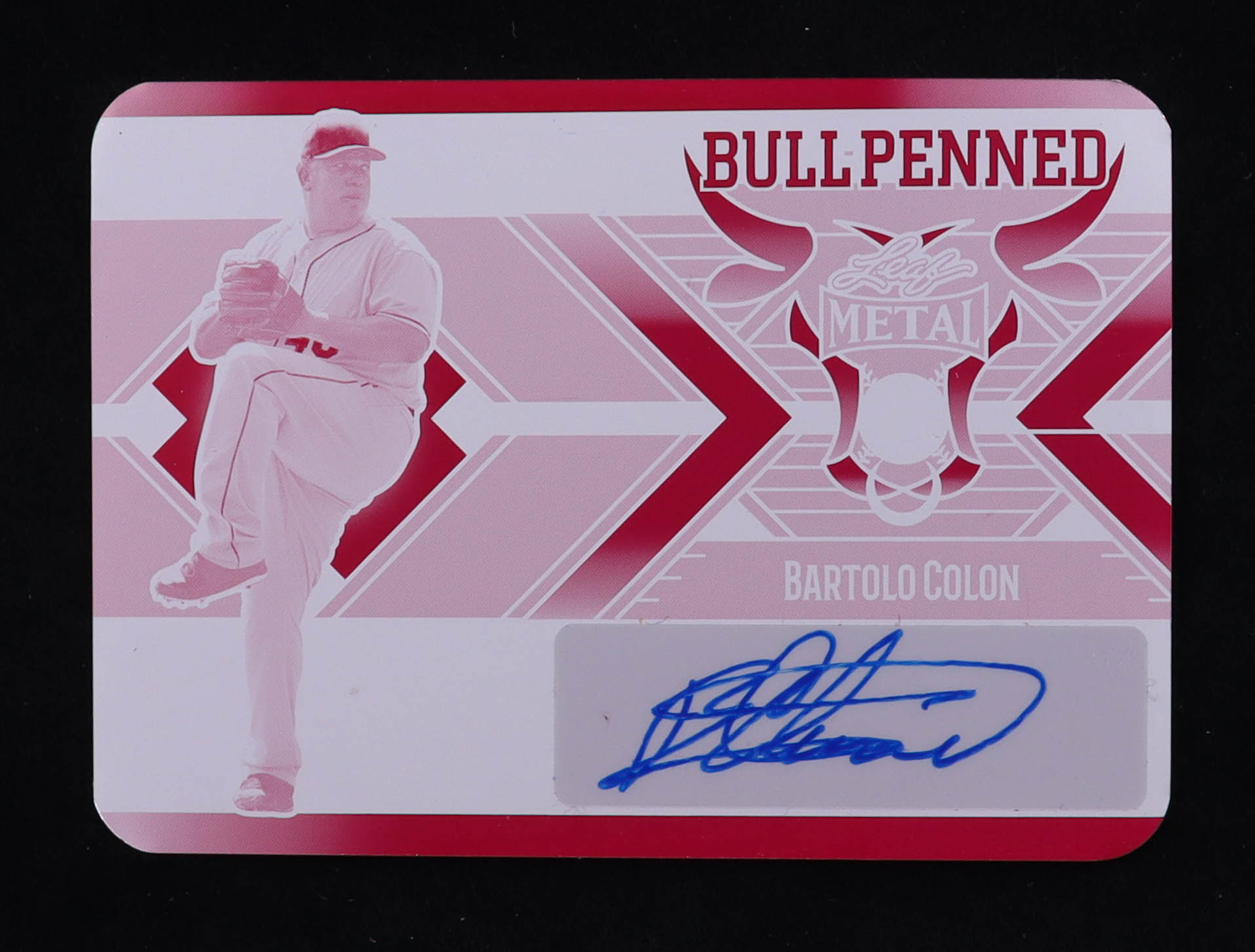 Bartolo Colon 2023 Leaf Metal Bull-Penned Autographs Printing Plate Magenta #BPBC1 #1/1 at PristineAuction.com Bartolo Colon 2023 Leaf Metal Bull-Penned Autographs Printing Plate Magenta #BPBC1 #1/1 at PristineAuction.com