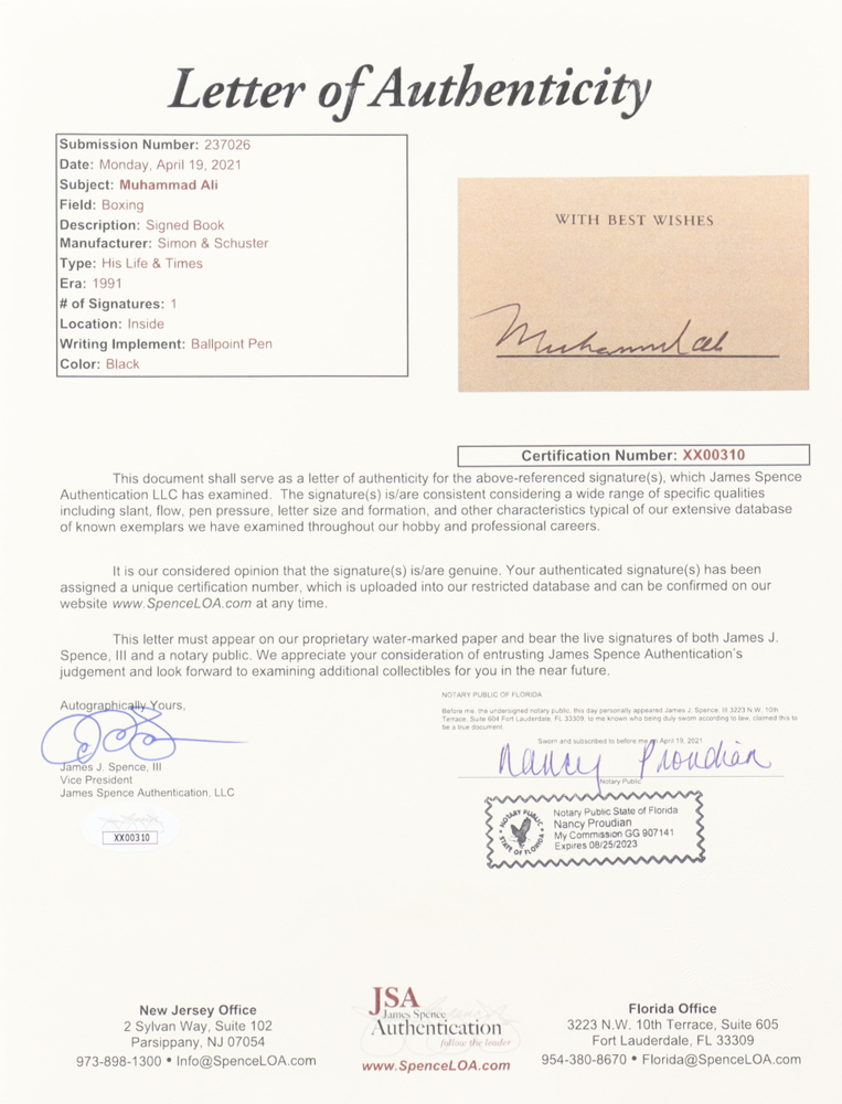 Muhammad Ali Signed "His Life & Times" Hardcover Book (JSA) at PristineAuction.com Muhammad Ali Signed "His Life & Times" Hardcover Book (JSA) at PristineAuction.com