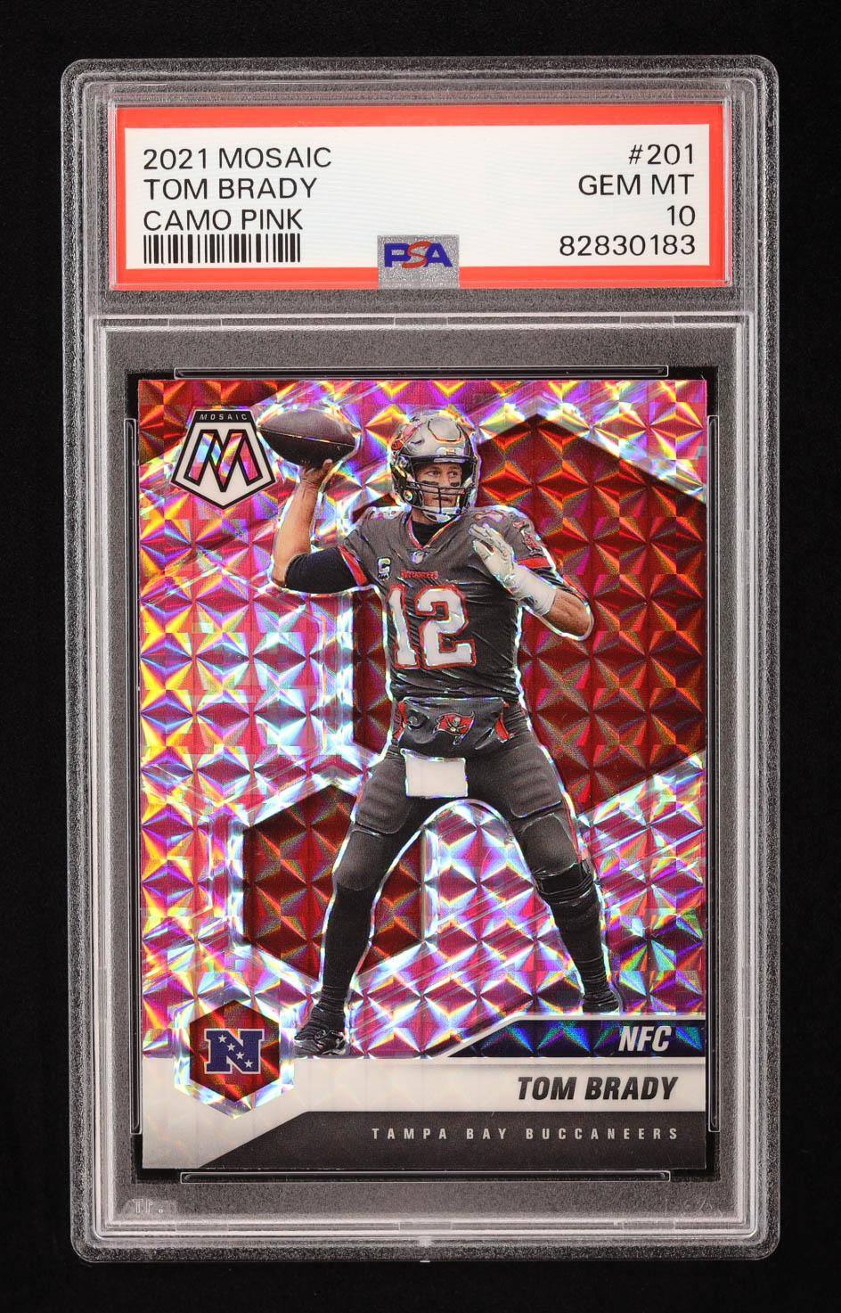 Tom Brady 2021 Panini Mosaic Mosaic Camo Pink #201 NFC (PSA 10) at PristineAuction.com Tom Brady 2021 Panini Mosaic Mosaic Camo Pink #201 NFC (PSA 10) at PristineAuction.com