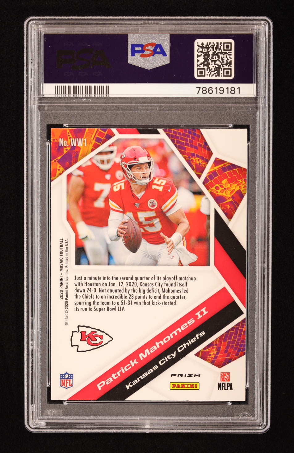Patrick Mahomes II 2020 Panini Mosaic Will to Win Mosaic Green #1 (PSA 10) at PristineAuction.com Patrick Mahomes II 2020 Panini Mosaic Will to Win Mosaic Green #1 (PSA 10) at PristineAuction.com