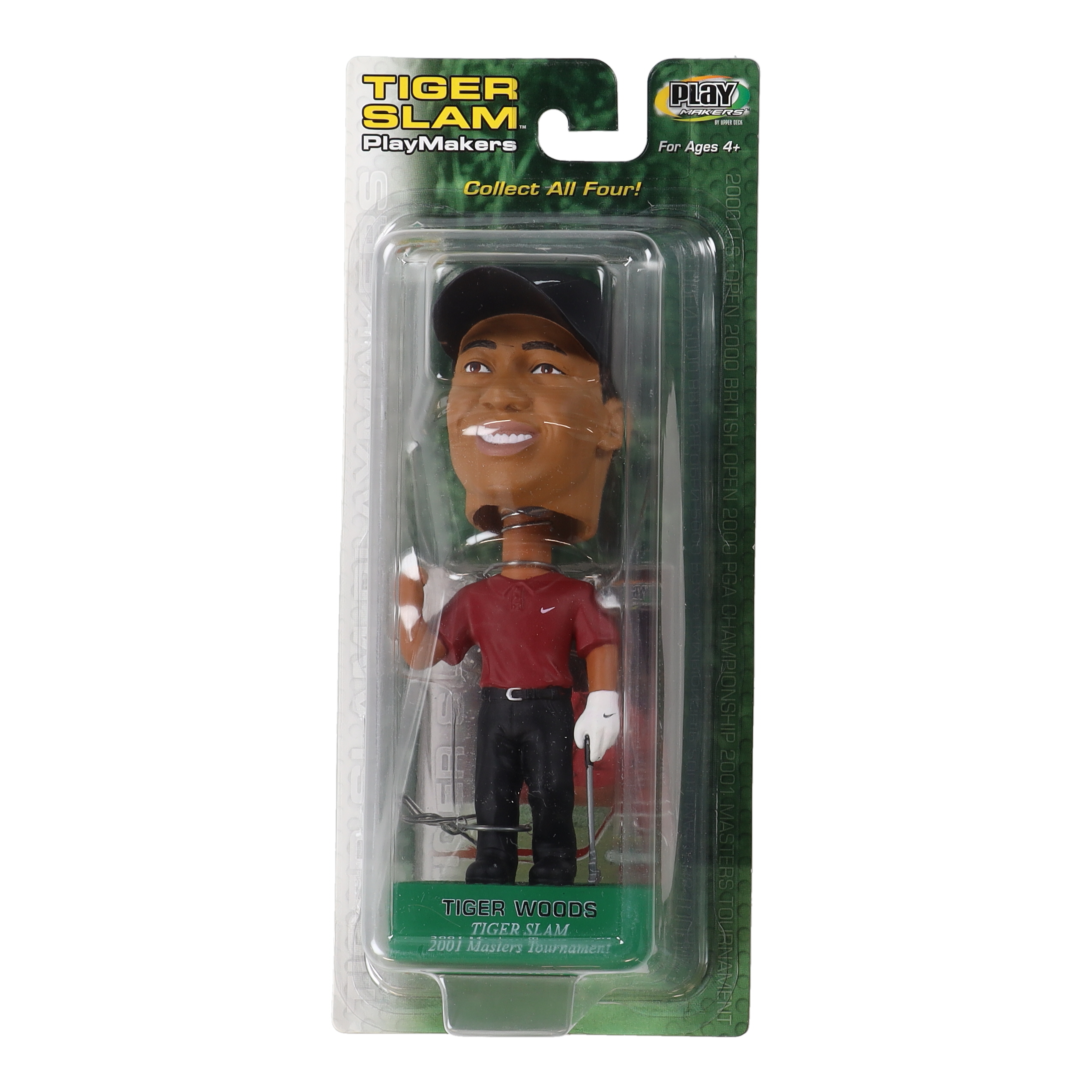 2002 Upper Deck Tiger Woods Bobble Head With Factory Sealed Special Edition Upper Deck Card at PristineAuction.com 2002 Upper Deck Tiger Woods Bobble Head With Factory Sealed Special Edition Upper Deck Card at PristineAuction.com