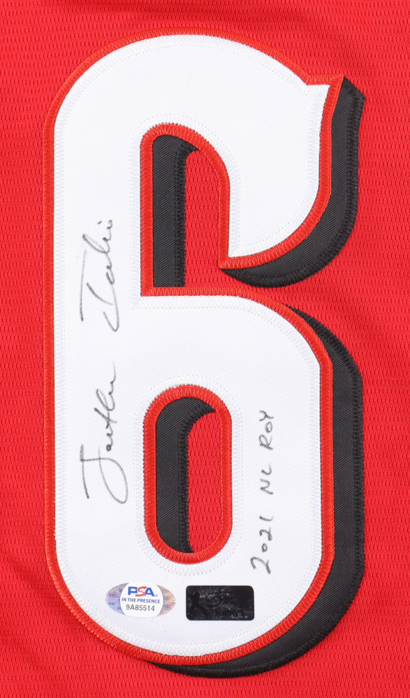 Jonathan India Signed Jersey Inscribed "2021 NL ROY" (PSA) at PristineAuction.com Jonathan India Signed Jersey Inscribed "2021 NL ROY" (PSA) at PristineAuction.com