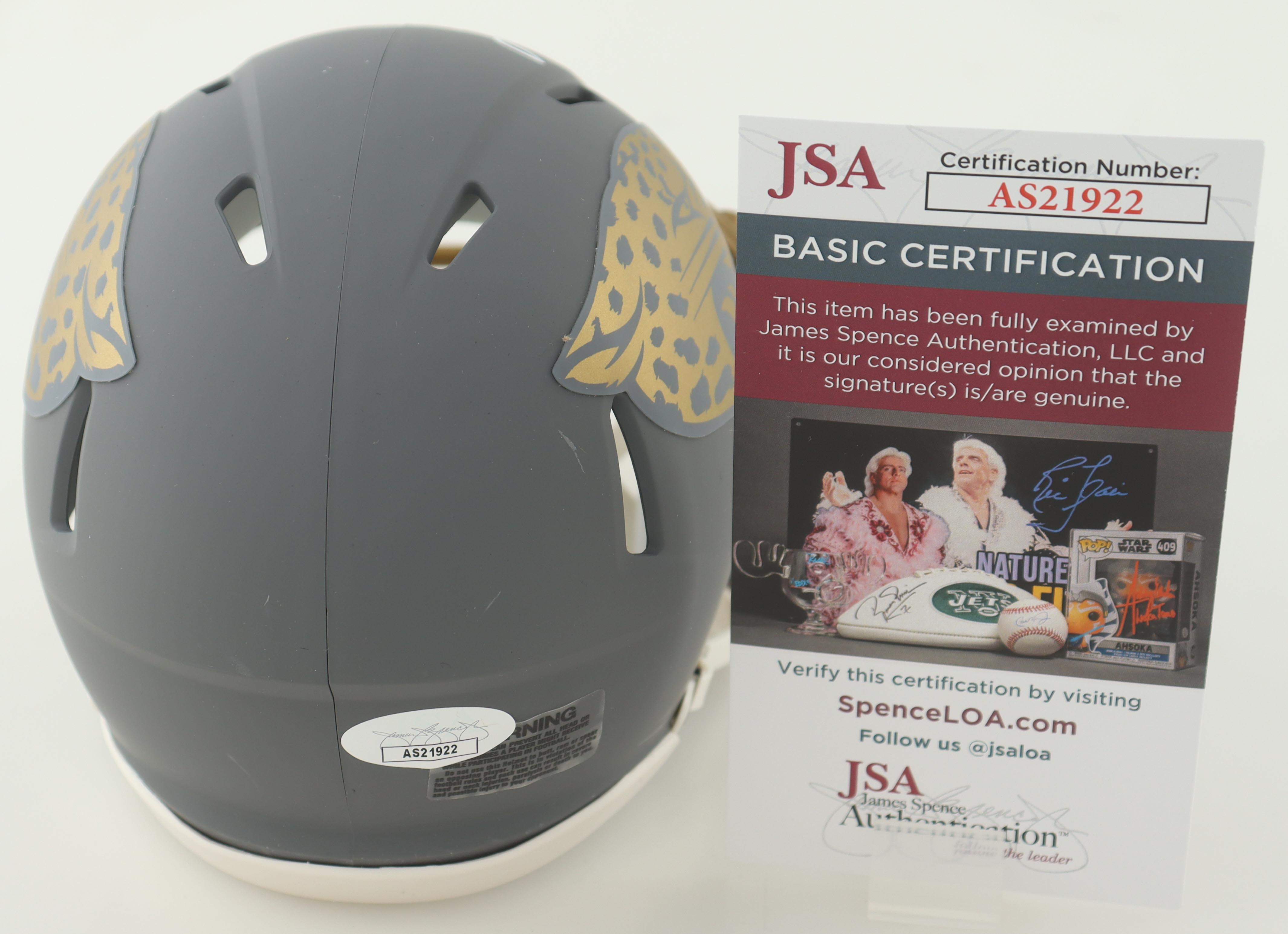 Josh Allen Signed Jaguars Slate Alternate Speed Mini Helmet (JSA) at PristineAuction.com Josh Allen Signed Jaguars Slate Alternate Speed Mini Helmet (JSA) at PristineAuction.com
