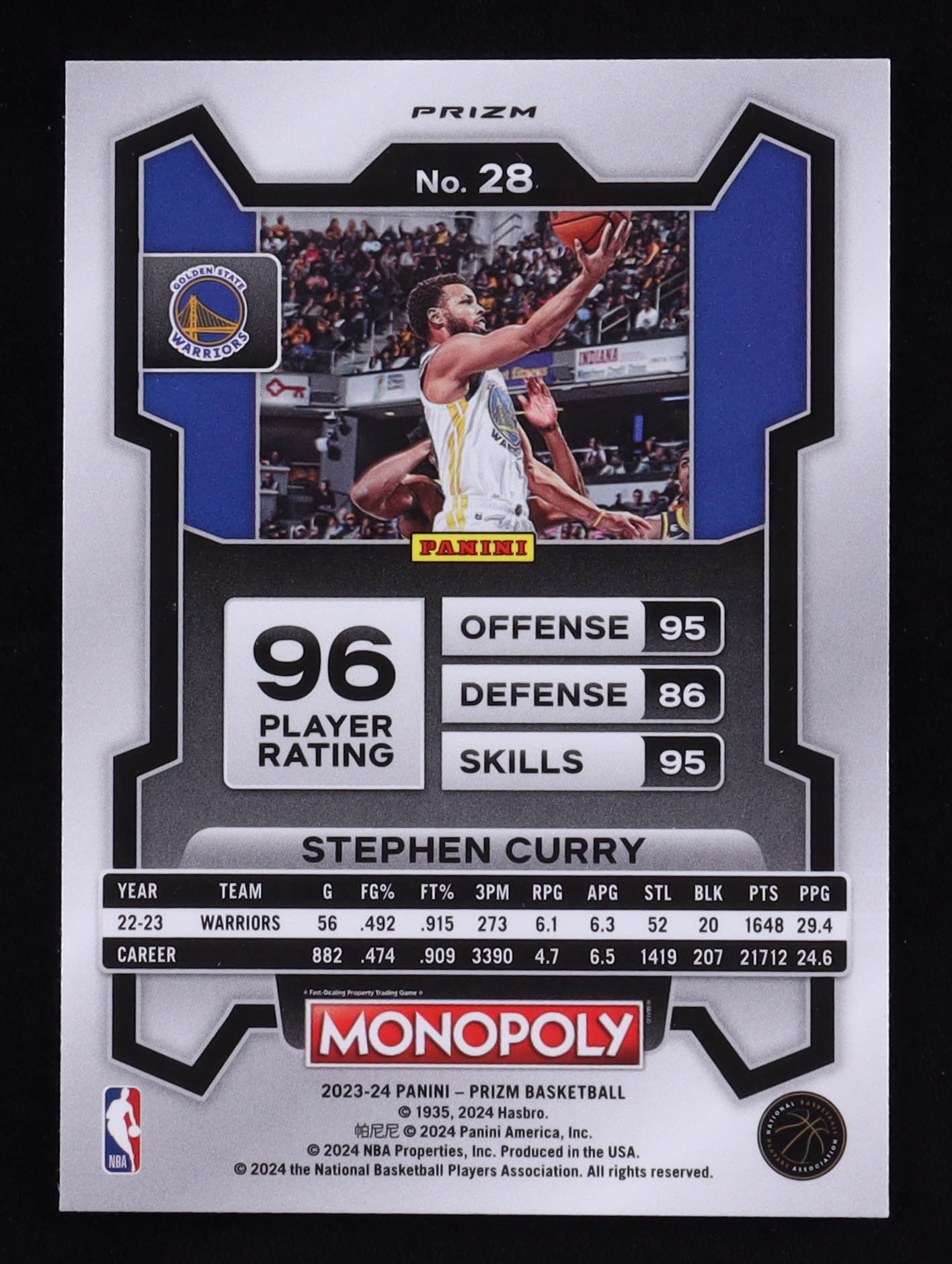 Stephen Curry 2023-24 Panini Prizm Monopoly Purple #28 at PristineAuction.com Stephen Curry 2023-24 Panini Prizm Monopoly Purple #28 at PristineAuction.com