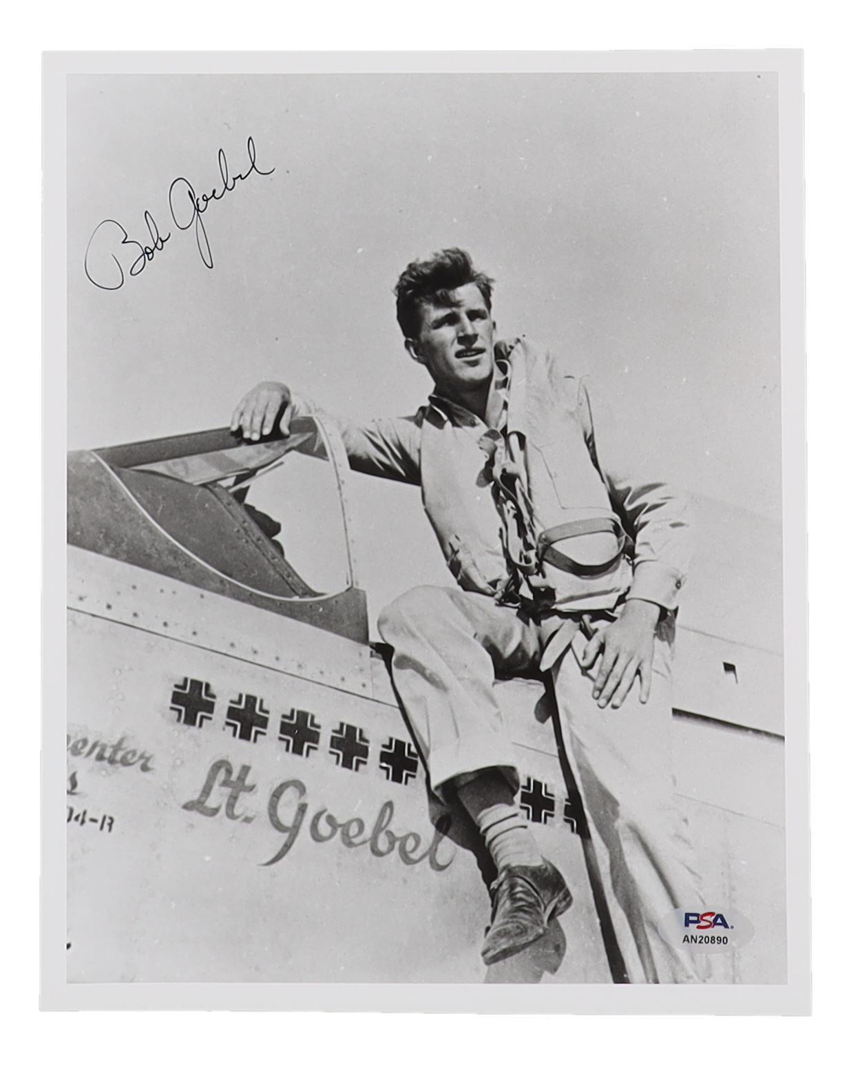 Robert Goebel Signed 8x10 Photo WWII 31st FG Ace 11 Victories (PSA) at PristineAuction.com Robert Goebel Signed 8x10 Photo WWII 31st FG Ace 11 Victories (PSA) at PristineAuction.com