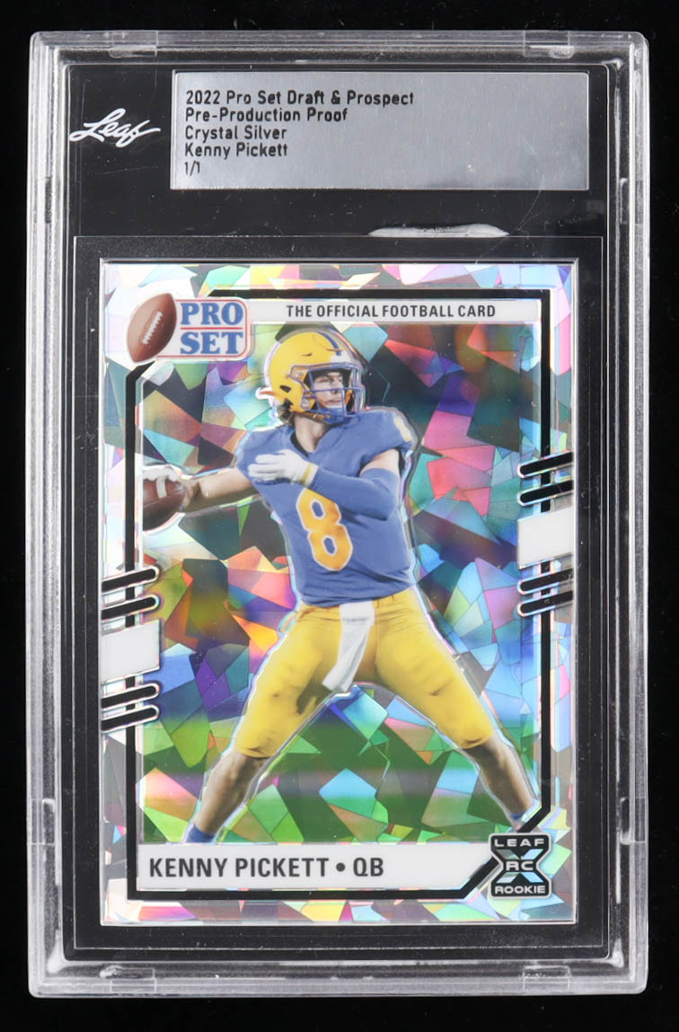 Kenny Pickett 2022 Pro Set Draft & Prospect Pre-Production Proof Crystal Silver RC #1/1 (Leaf) at PristineAuction.com Kenny Pickett 2022 Pro Set Draft & Prospect Pre-Production Proof Crystal Silver RC #1/1 (Leaf) at PristineAuction.com