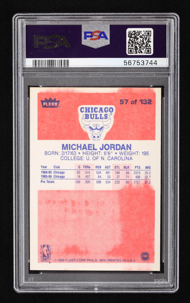 Michael Jordan 1986-87 Fleer #57 RC (PSA 7) (PD) at PristineAuction.com Michael Jordan 1986-87 Fleer #57 RC (PSA 7) (PD) at PristineAuction.com