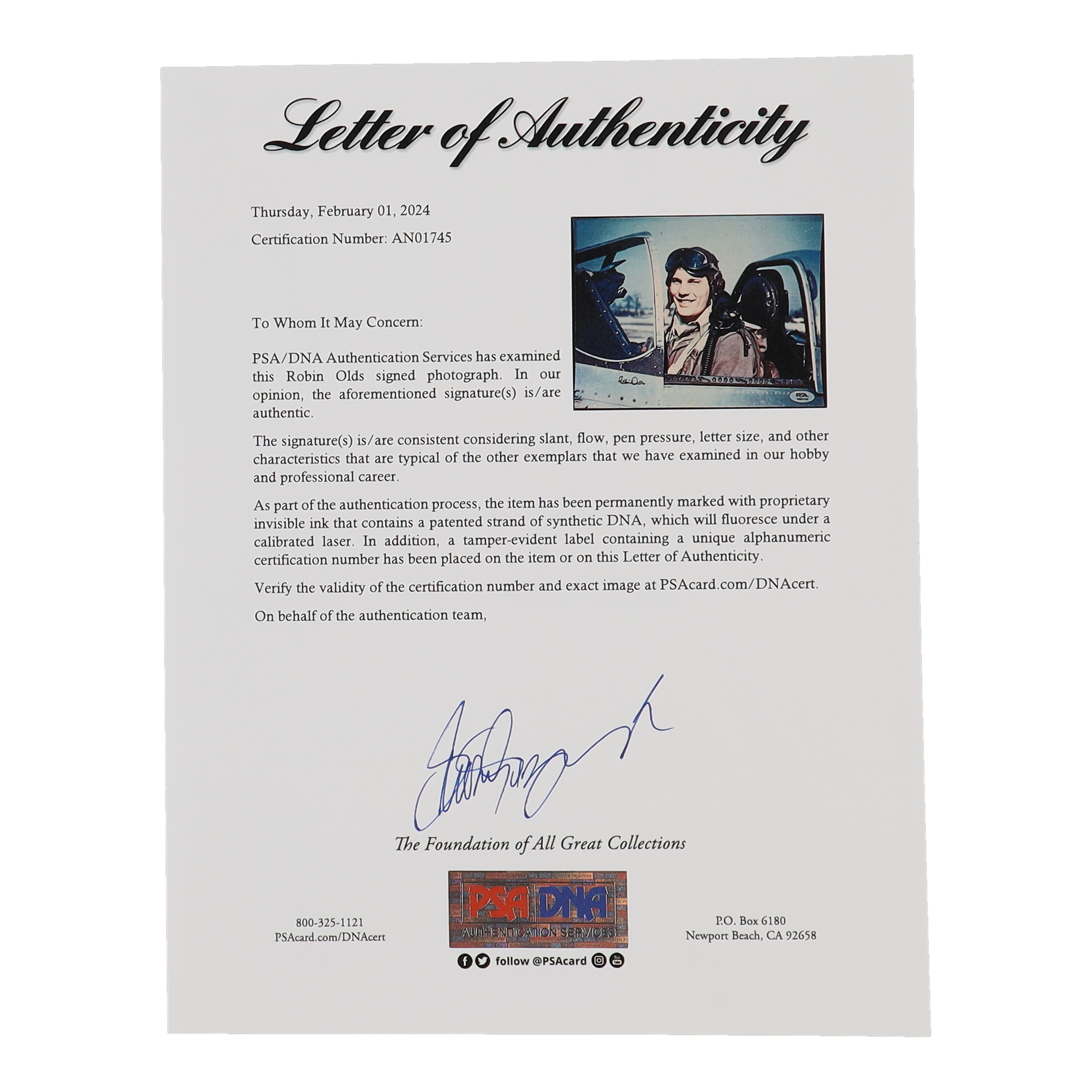 Robin Olds Signed 8x10 Photo WWII 479th FG Ace 17 Victories (PSA) at PristineAuction.com Robin Olds Signed 8x10 Photo WWII 479th FG Ace 17 Victories (PSA) at PristineAuction.com