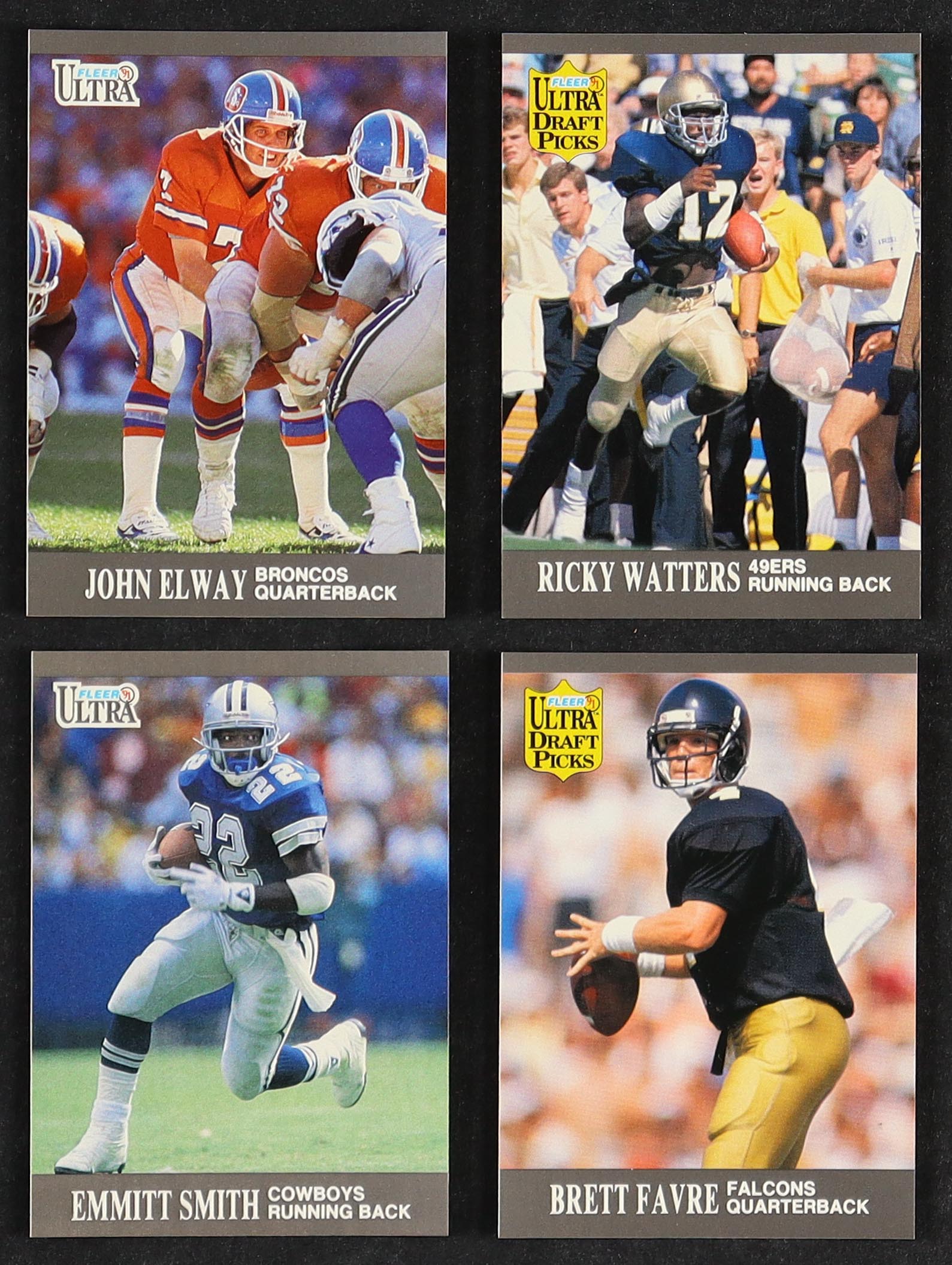 1991 Fleer Ultra Football Complete Set Of (300) Cards with John Elway #35, Emmitt Smith #165, Brett Favre #283 RC, Ricky Watters #297 at PristineAuction.com 1991 Fleer Ultra Football Complete Set Of (300) Cards with John Elway #35, Emmitt Smith #165, Brett Favre #283 RC, Ricky Watters #297 at PristineAuction.com