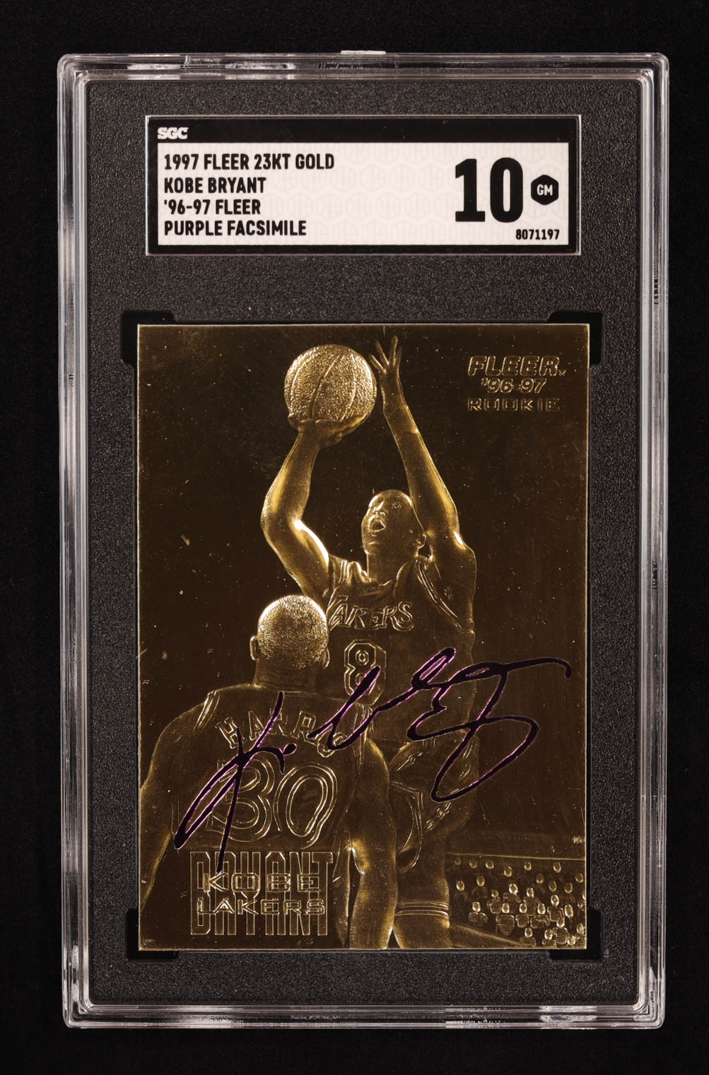 Kobe Bryant 1996-97 Fleer Purple Signature 23Kt Gold RC (SGC 10) at PristineAuction.com Kobe Bryant 1996-97 Fleer Purple Signature 23Kt Gold RC (SGC 10) at PristineAuction.com