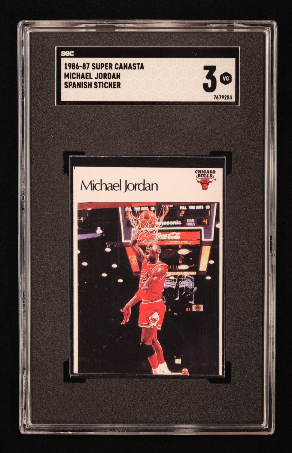 Michael Jordan 1986-87 Super Canasta Spanish Sticker #NNO (SGC 3) at PristineAuction.com Michael Jordan 1986-87 Super Canasta Spanish Sticker #NNO (SGC 3) at PristineAuction.com