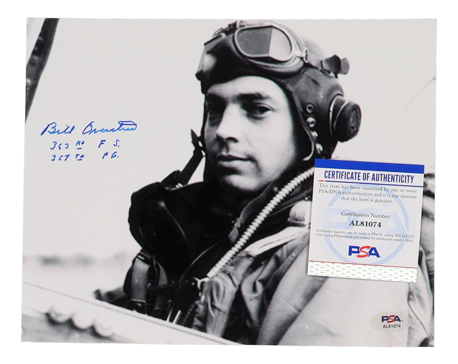 Bill Overstreet Signed 8x10 Photo WWII 357th FG Pilot (PSA) at PristineAuction.com Bill Overstreet Signed 8x10 Photo WWII 357th FG Pilot (PSA) at PristineAuction.com