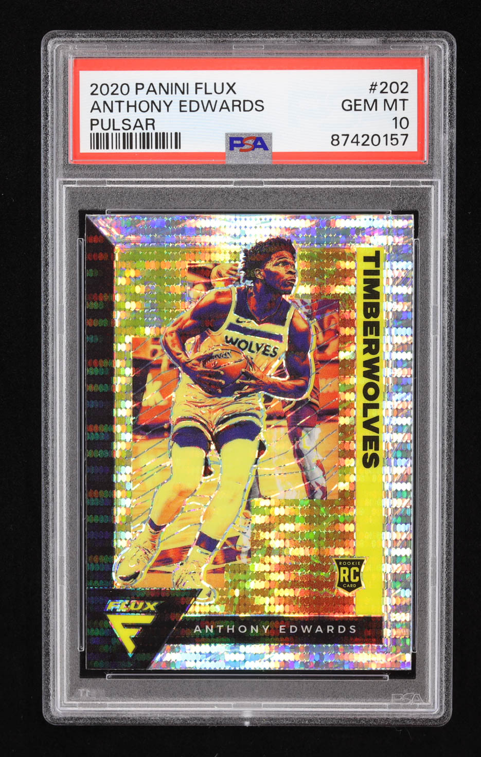 Anthony Edwards 2020-21 Panini Flux Factory Pulsar #202 RC (PSA 10) at PristineAuction.com Anthony Edwards 2020-21 Panini Flux Factory Pulsar #202 RC (PSA 10) at PristineAuction.com