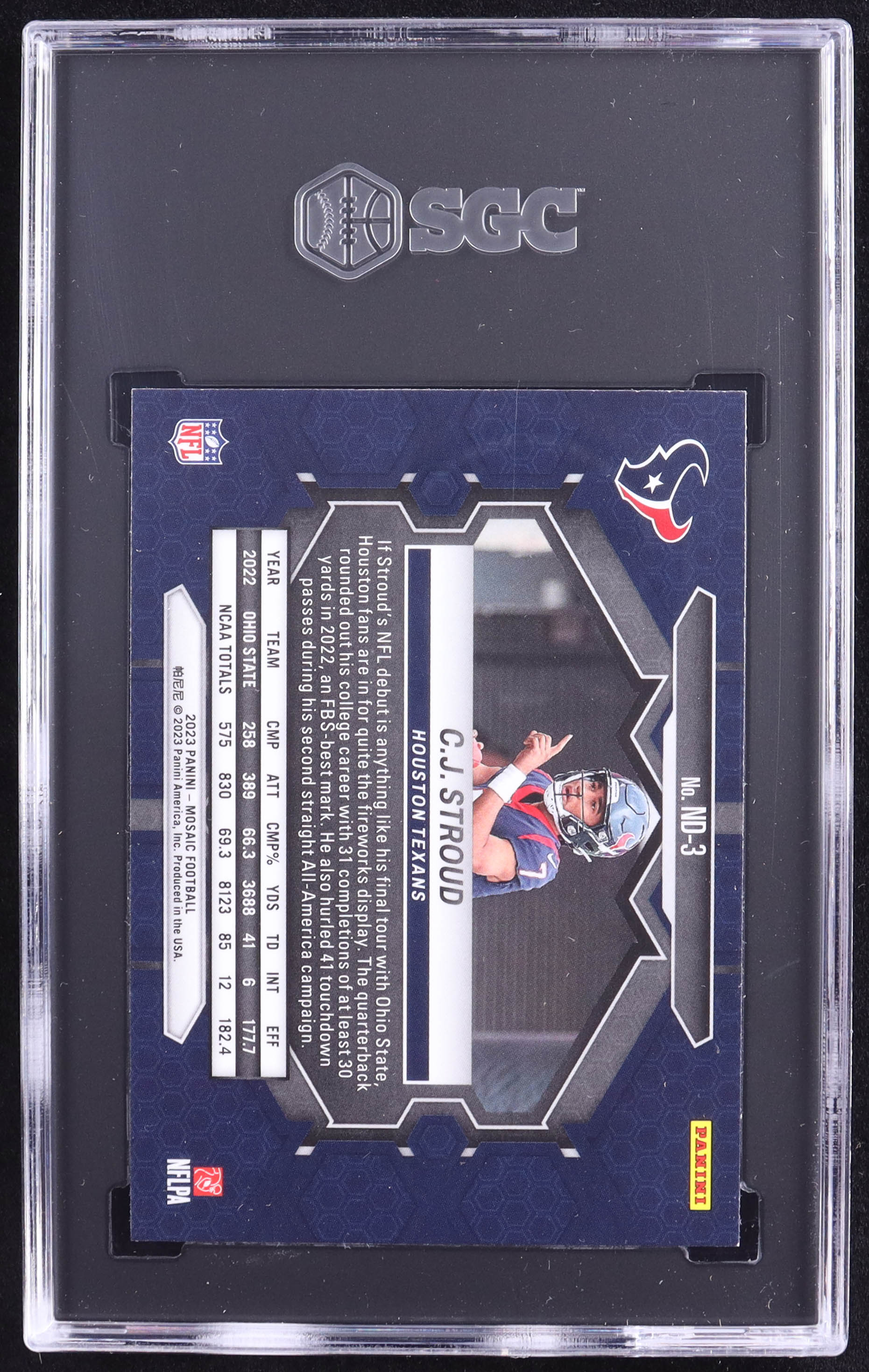 CJ Stroud 2023 Panini Mosaic NFL Debut #3 RC (SGC 9.5) at PristineAuction.com CJ Stroud 2023 Panini Mosaic NFL Debut #3 RC (SGC 9.5) at PristineAuction.com