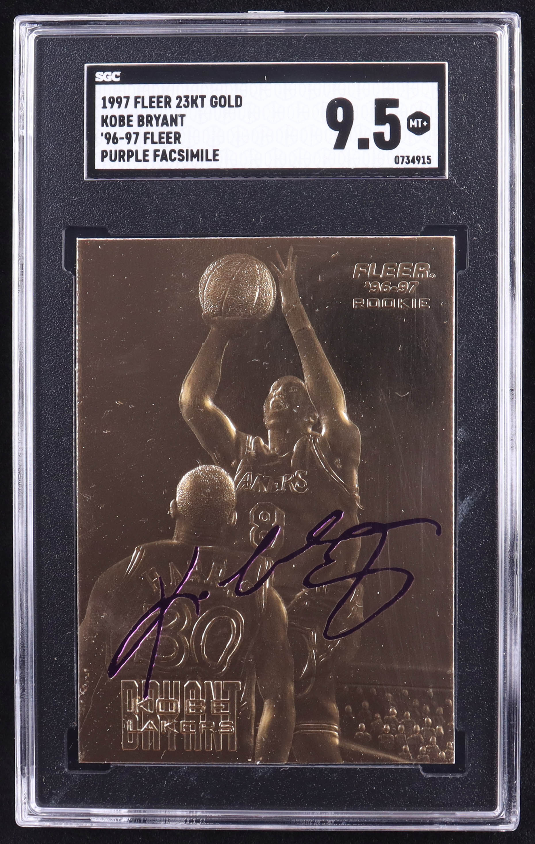 Kobe Bryant 1996-97 Fleer Purple Signature 23Kt Gold RC #54118 (SGC 10) at PristineAuction.com Kobe Bryant 1996-97 Fleer Purple Signature 23Kt Gold RC #54118 (SGC 10) at PristineAuction.com