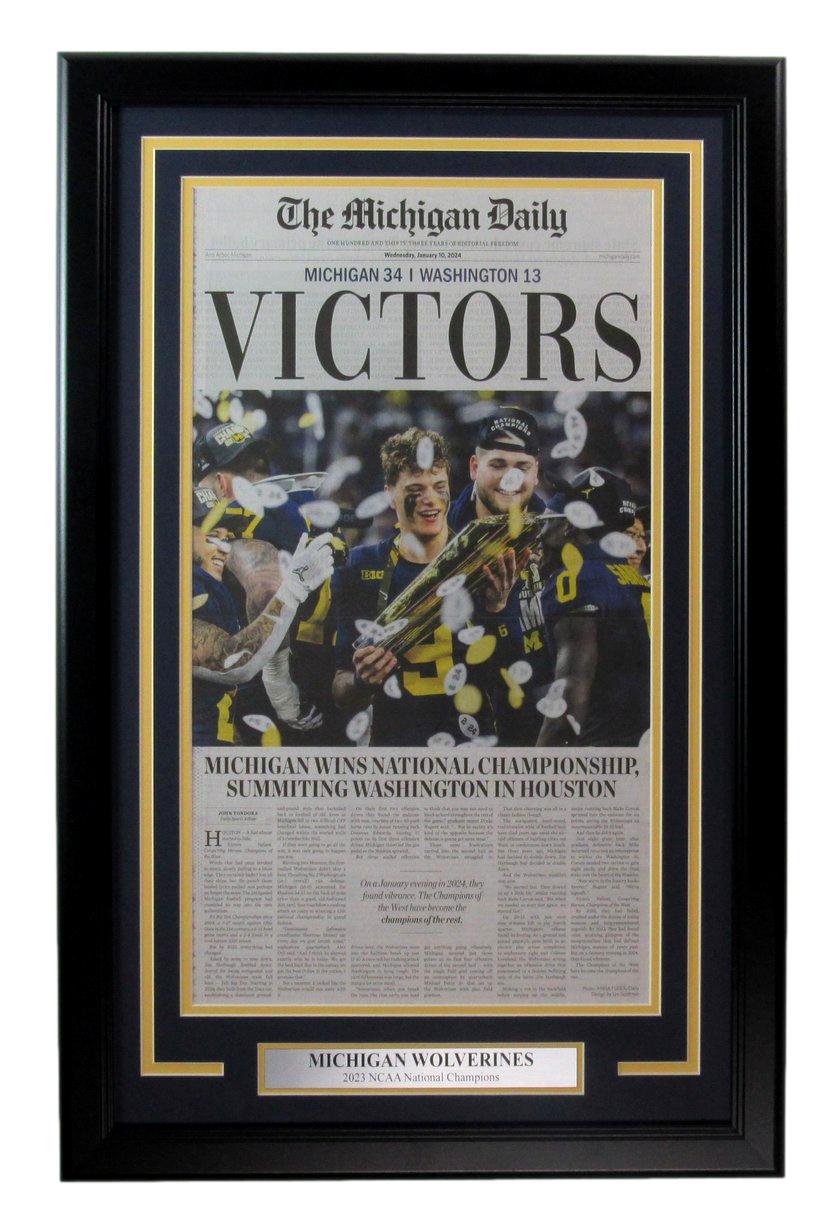 2023 Michigan Wolverines National Champions "The Michigan Daily" Newspaper Custom Framed Display at PristineAuction.com 2023 Michigan Wolverines National Champions "The Michigan Daily" Newspaper Custom Framed Display at PristineAuction.com