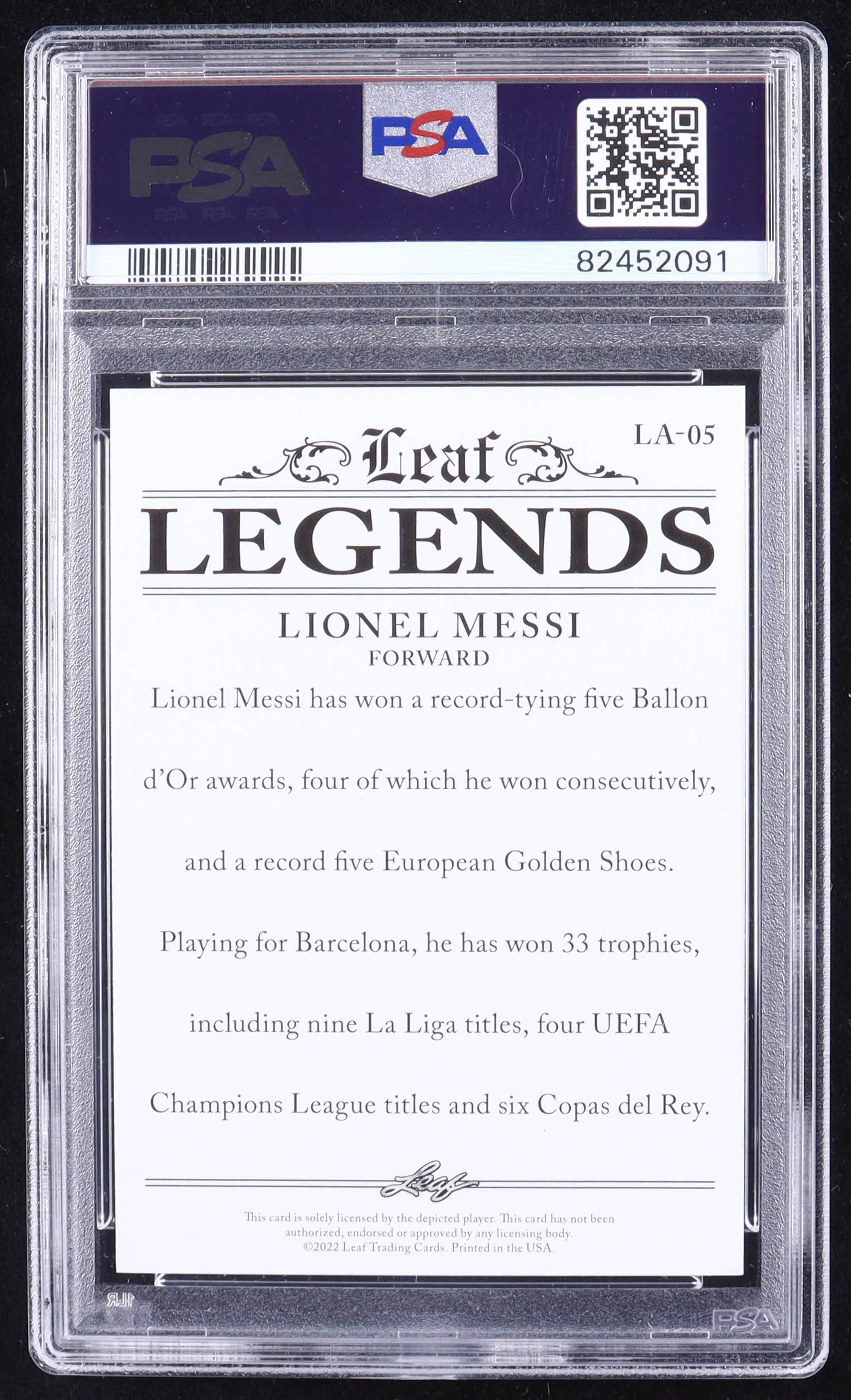 Lionel Messi 2022 Leaf Legends Achievement Gold #LA05 #16/25 (PSA 10) at PristineAuction.com Lionel Messi 2022 Leaf Legends Achievement Gold #LA05 #16/25 (PSA 10) at PristineAuction.com
