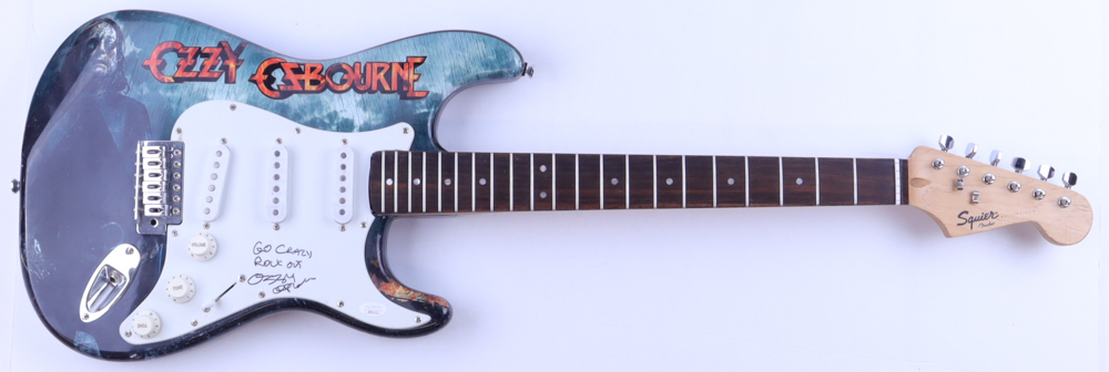 Ozzy Osbourne Signed Custom Stratocaster Electric Guitar Inscribed