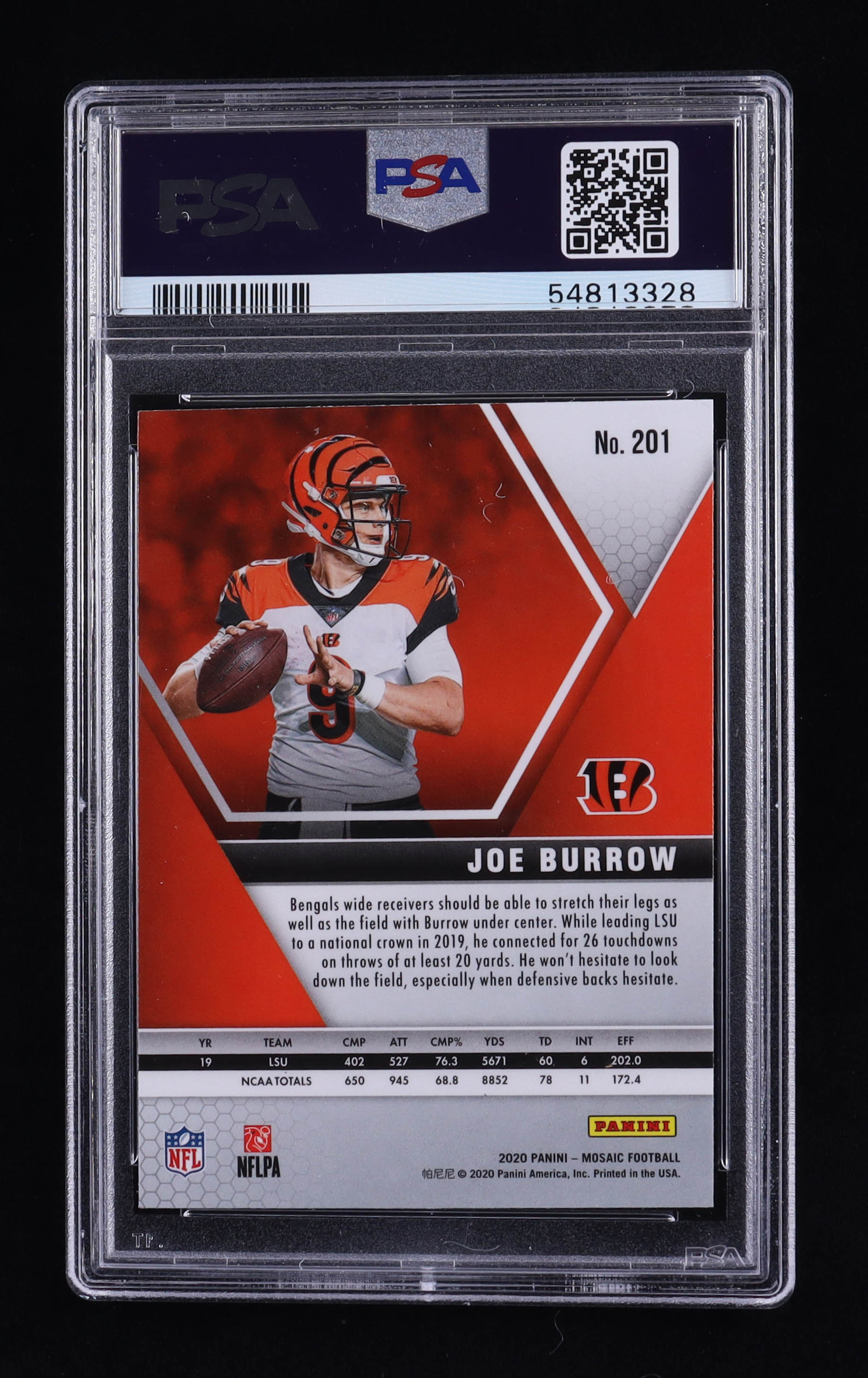 Joe Burrow 2020 Panini Mosaic #201 RC (PSA 6) at PristineAuction.com Joe Burrow 2020 Panini Mosaic #201 RC (PSA 6) at PristineAuction.com