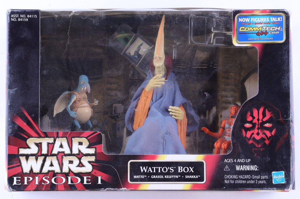 1999 "STAR WARS Episode I" Watto's Box Action Figures In Original Packaging at PristineAuction.com 1999 "STAR WARS Episode I" Watto's Box Action Figures In Original Packaging at PristineAuction.com