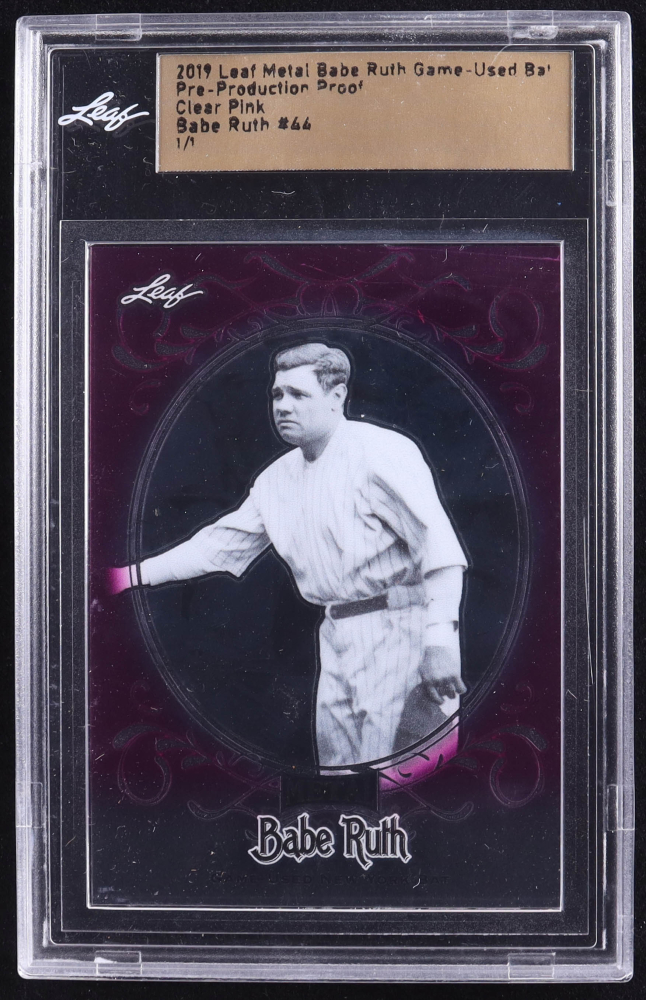 Babe Ruth 2019 Leaf Metal Babe Ruth Game-Used Bat Clear Pink Pre ...