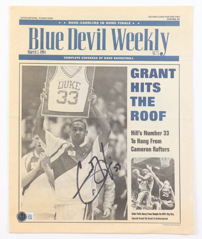 Grant Hill Signed 1994 Blue Devil Weekly Full Magazine (Beckett) at PristineAuction.com Grant Hill Signed 1994 Blue Devil Weekly Full Magazine (Beckett) at PristineAuction.com