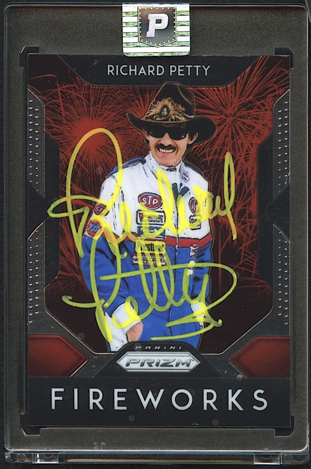 Richard Petty Signed 2019 Panini Prizm Fireworks #18 (PA Encapsulated) at PristineAuction.com Richard Petty Signed 2019 Panini Prizm Fireworks #18 (PA Encapsulated) at PristineAuction.com