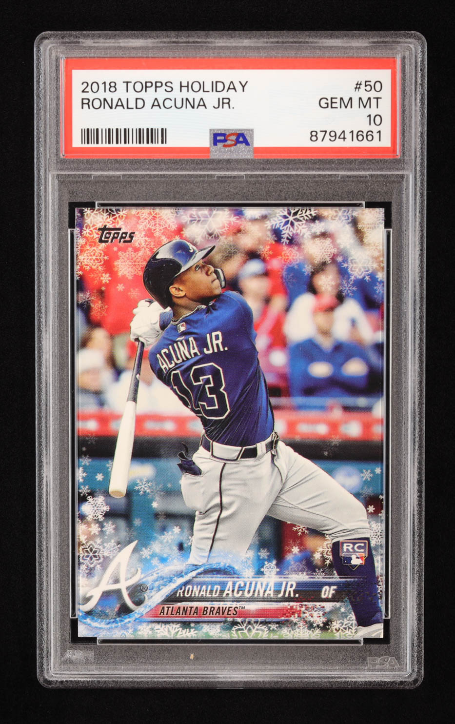 Ronald Acuna Jr. 2018 Topps Walmart Holiday Snowflake #HMW50 RC (PSA 10) at PristineAuction.com Ronald Acuna Jr. 2018 Topps Walmart Holiday Snowflake #HMW50 RC (PSA 10) at PristineAuction.com