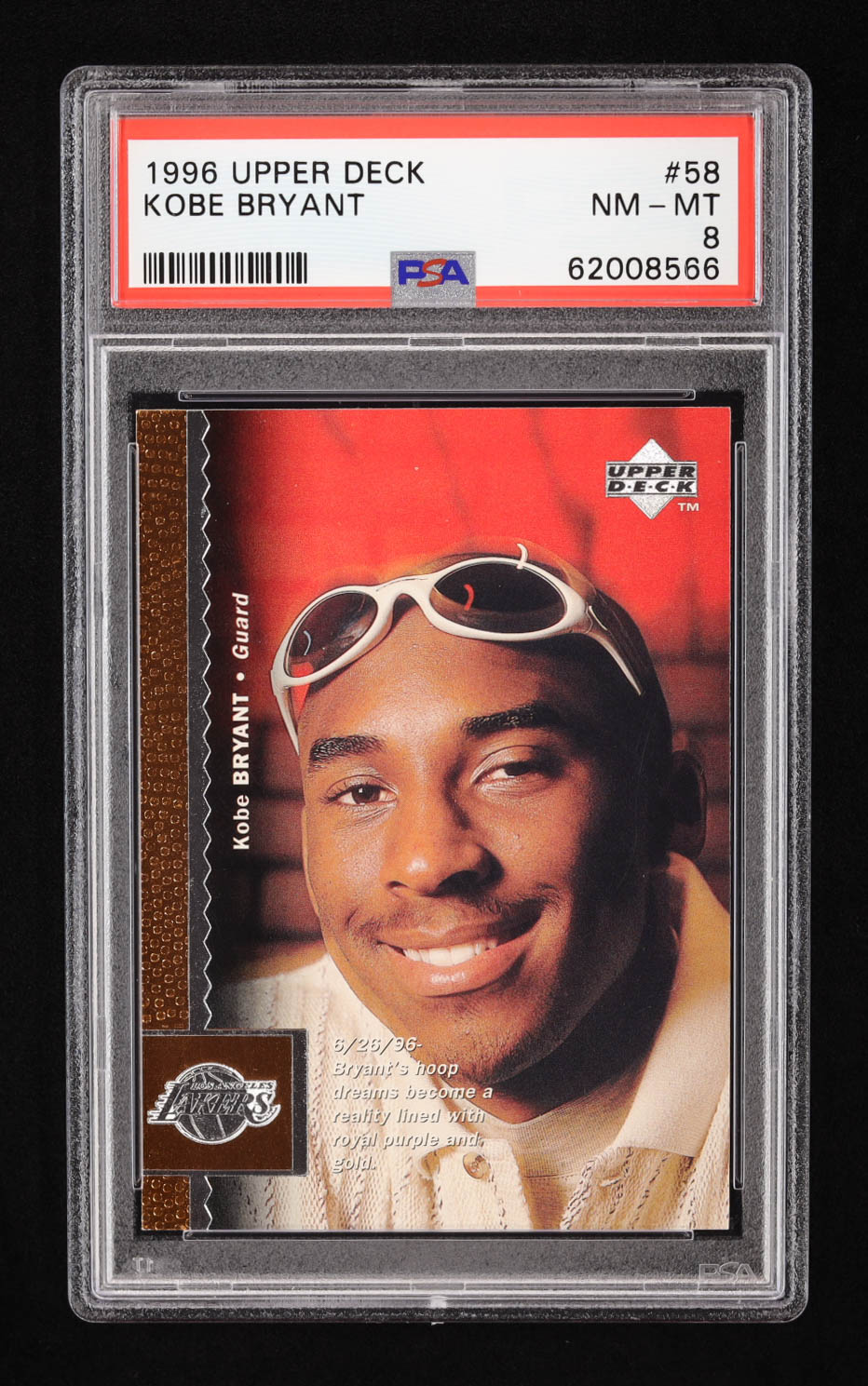 Kobe Bryant 1996-97 Upper Deck #58 RC (PSA 8) at PristineAuction.com Kobe Bryant 1996-97 Upper Deck #58 RC (PSA 8) at PristineAuction.com