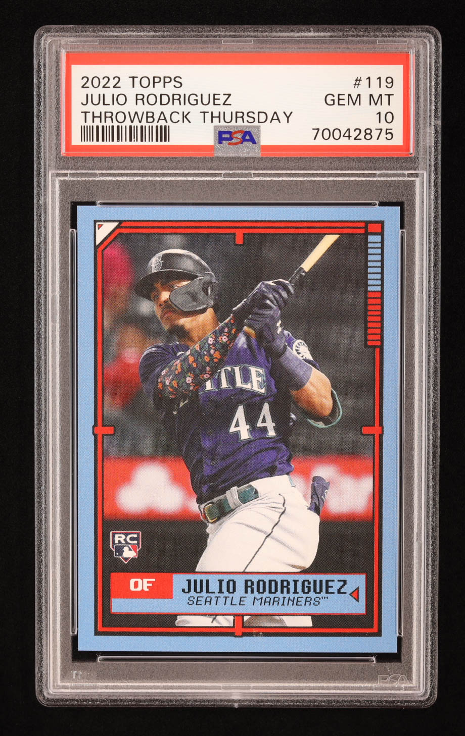 Julio Rodriguez 2022 Topps Throwback Thursday #119 RC / '91 Terminator 2 (PSA 10) at PristineAuction.com Julio Rodriguez 2022 Topps Throwback Thursday #119 RC / '91 Terminator 2 (PSA 10) at PristineAuction.com