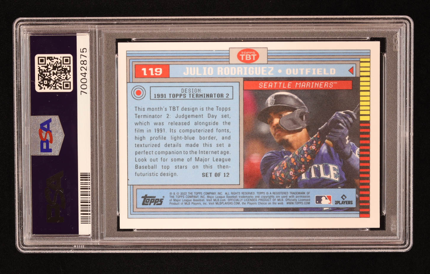 Julio Rodriguez 2022 Topps Throwback Thursday #119 RC / '91 Terminator 2 (PSA 10) at PristineAuction.com Julio Rodriguez 2022 Topps Throwback Thursday #119 RC / '91 Terminator 2 (PSA 10) at PristineAuction.com