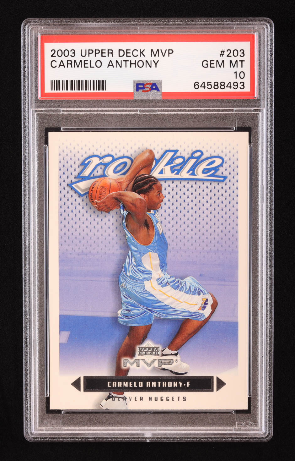 Carmelo Anthony 2003-04 Upper Deck MVP #203 RC (PSA 10) at PristineAuction.com Carmelo Anthony 2003-04 Upper Deck MVP #203 RC (PSA 10) at PristineAuction.com