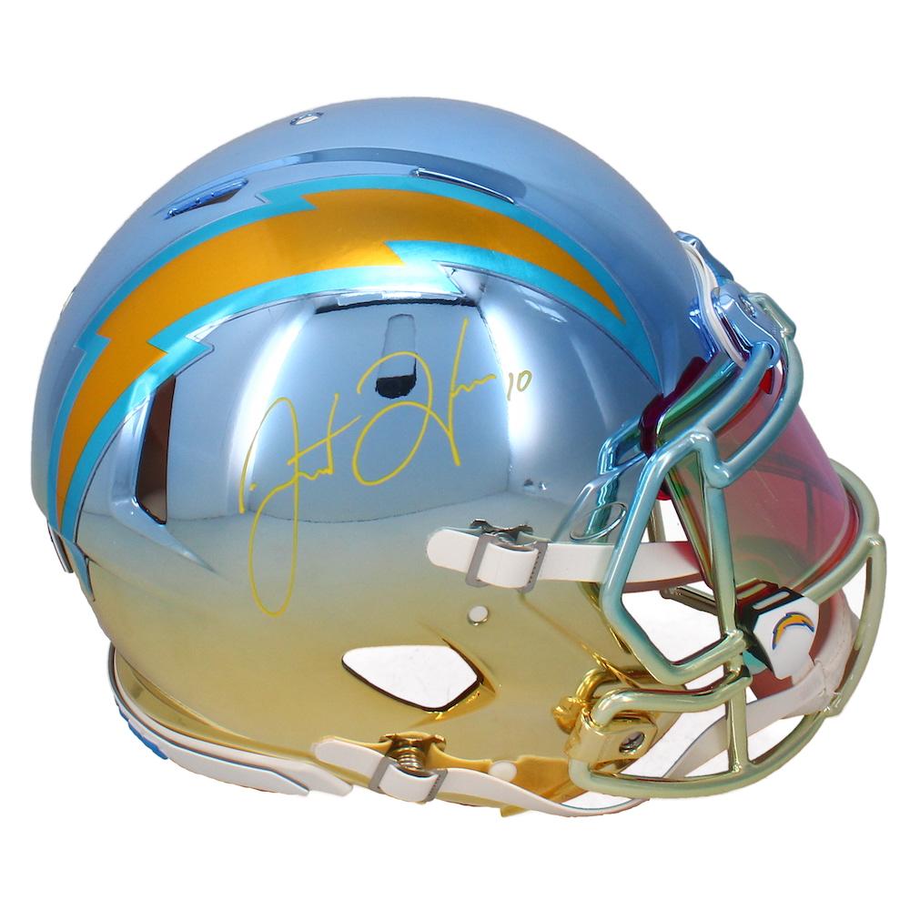 Justin Herbert Signed LE Chargers Full-Size Authentic Chrome On-Field Speed Helmet with Custom Visor (Beckett & Game Day Legends) at PristineAuction.com Justin Herbert Signed LE Chargers Full-Size Authentic Chrome On-Field Speed Helmet with Custom Visor (Beckett & Game Day Legends) at PristineAuction.com