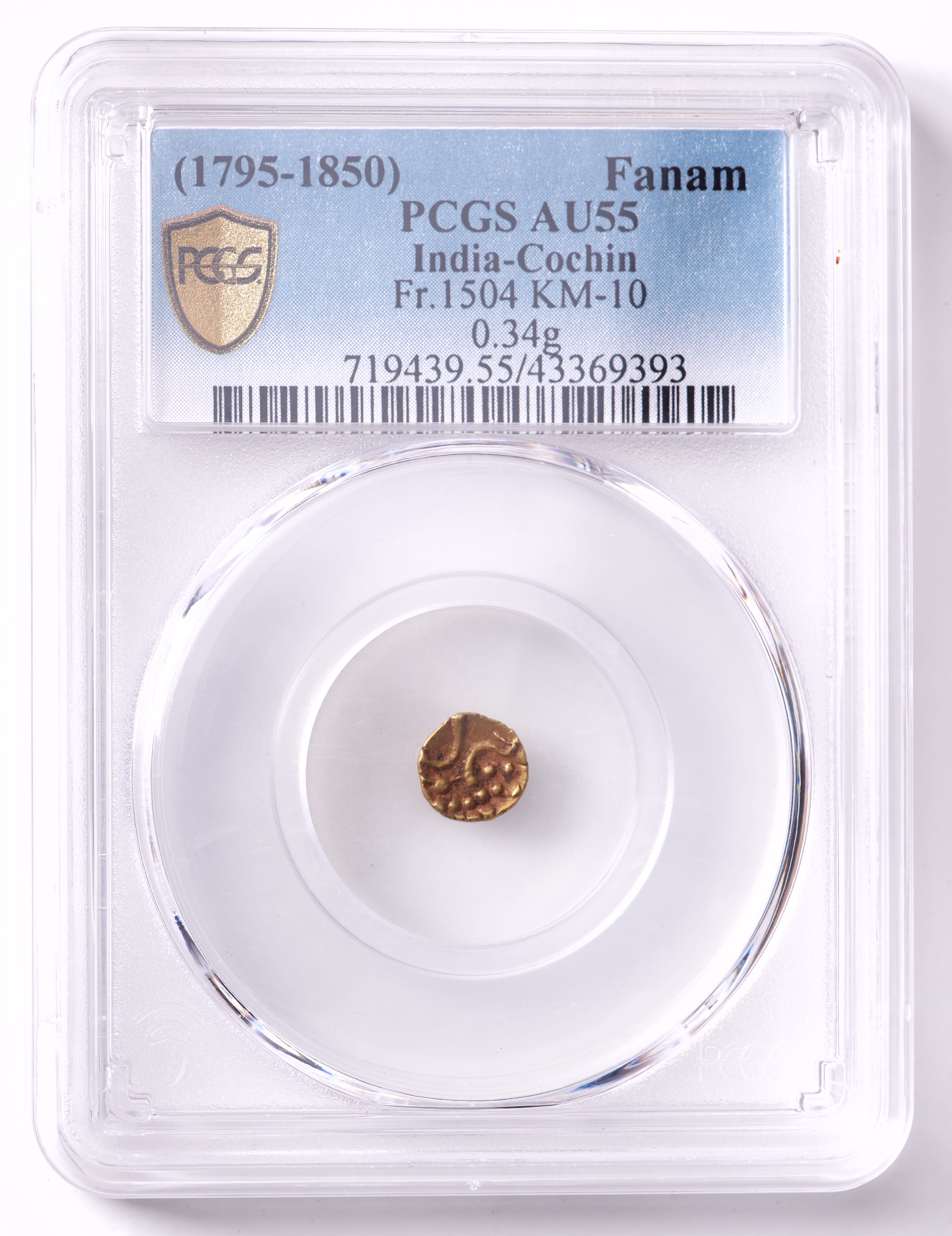 (1795-1850) India - Cochin Gold Fanam (PCGS AU55) at PristineAuction.com (1795-1850) India - Cochin Gold Fanam (PCGS AU55) at PristineAuction.com