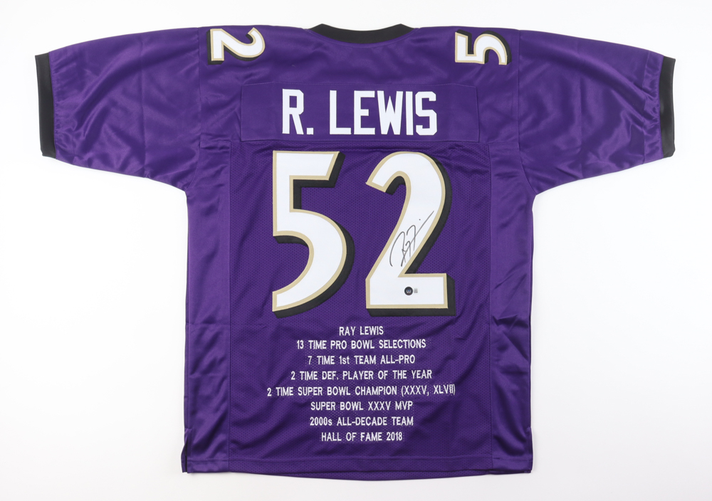 Ray Lewis Signed Career Highlight Stat Jersey (Beckett) at PristineAuction.com Ray Lewis Signed Career Highlight Stat Jersey (Beckett) at PristineAuction.com