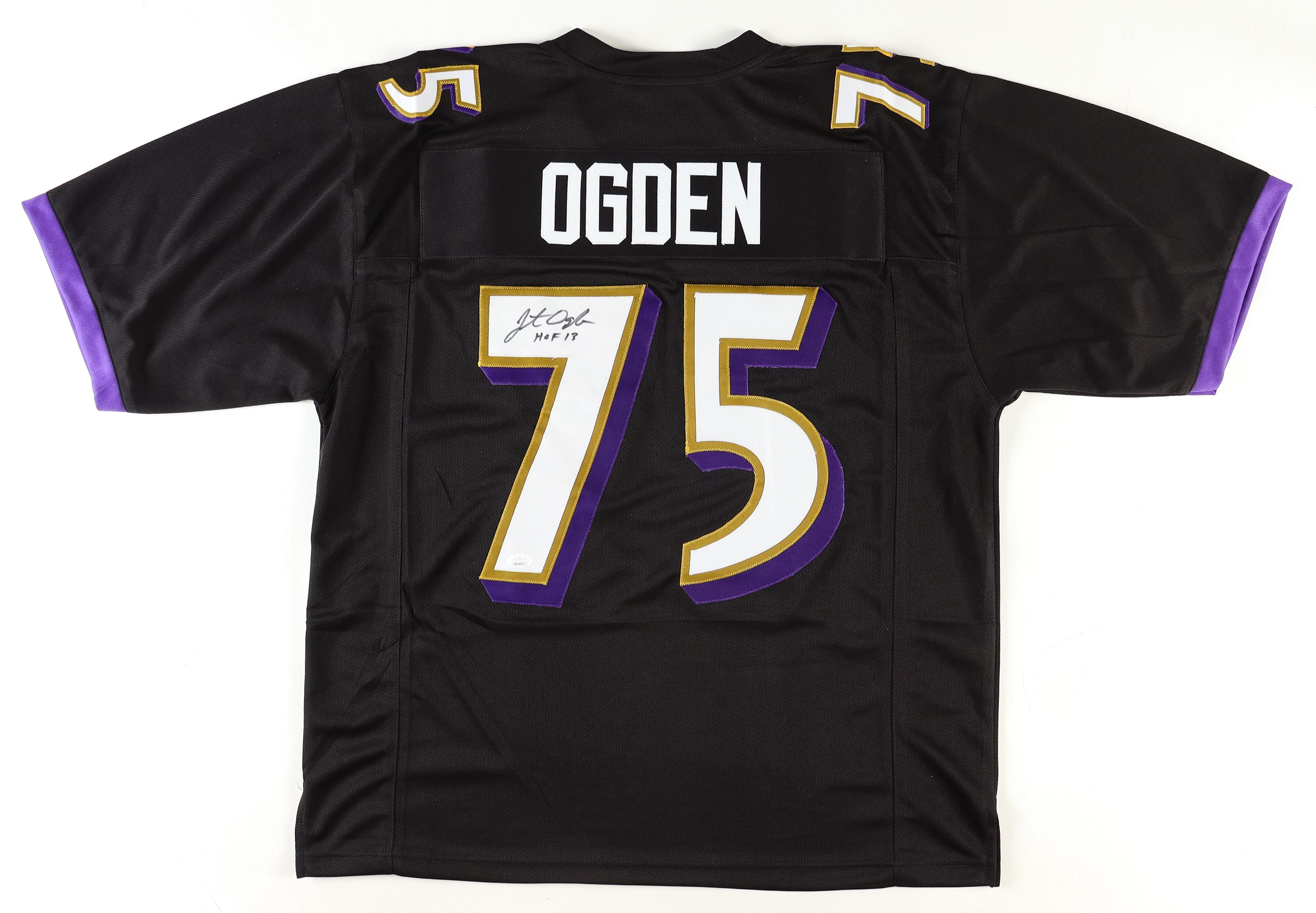 Jonathan Ogden Signed Jersey Inscribed "HOF 13" (JSA) at PristineAuction.com Jonathan Ogden Signed Jersey Inscribed "HOF 13" (JSA) at PristineAuction.com