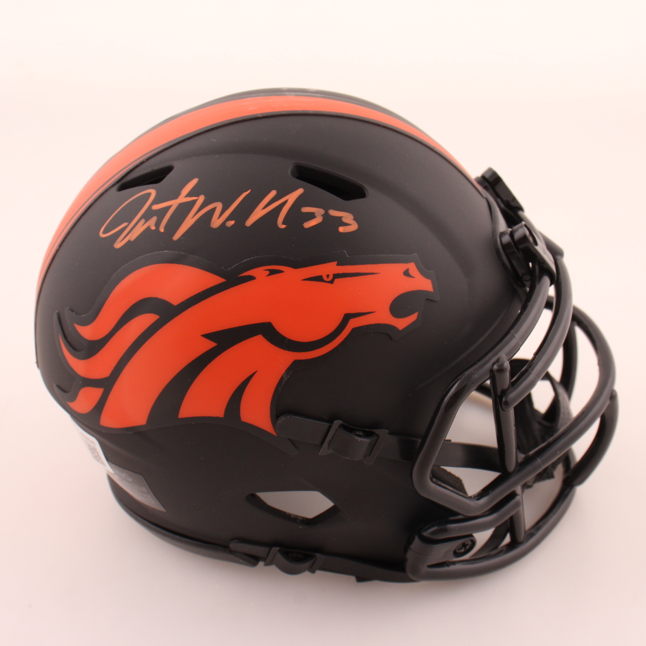 Javonte Williams Signed Broncos Eclipse Alternate Speed Mini Helmet (Beckett) at PristineAuction.com Javonte Williams Signed Broncos Eclipse Alternate Speed Mini Helmet (Beckett) at PristineAuction.com