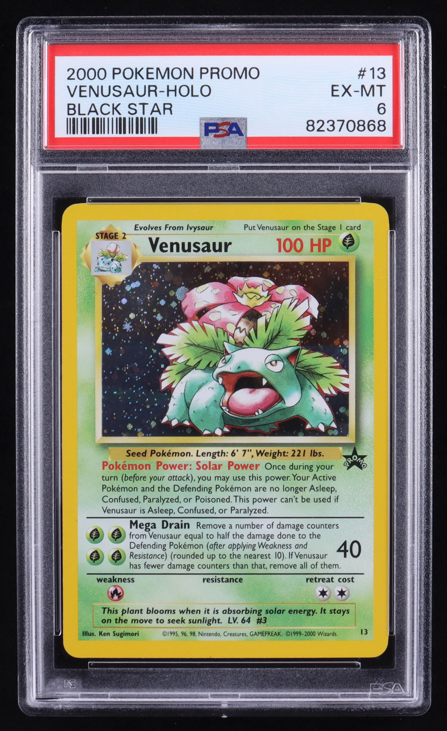 Venusaur 1999-02 Pokemon Wizards of the Coast Black Star Promos #13 (PSA 6) at PristineAuction.com Venusaur 1999-02 Pokemon Wizards of the Coast Black Star Promos #13 (PSA 6) at PristineAuction.com