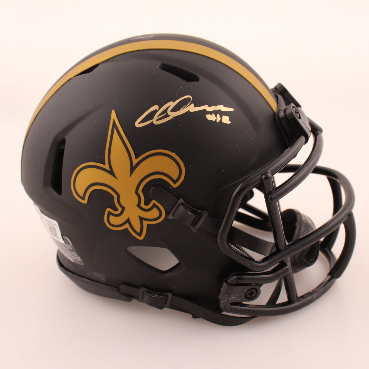 Chris Olave Signed Saints Eclipse Alternate Speed Mini Helmet (Beckett) at PristineAuction.com Chris Olave Signed Saints Eclipse Alternate Speed Mini Helmet (Beckett) at PristineAuction.com