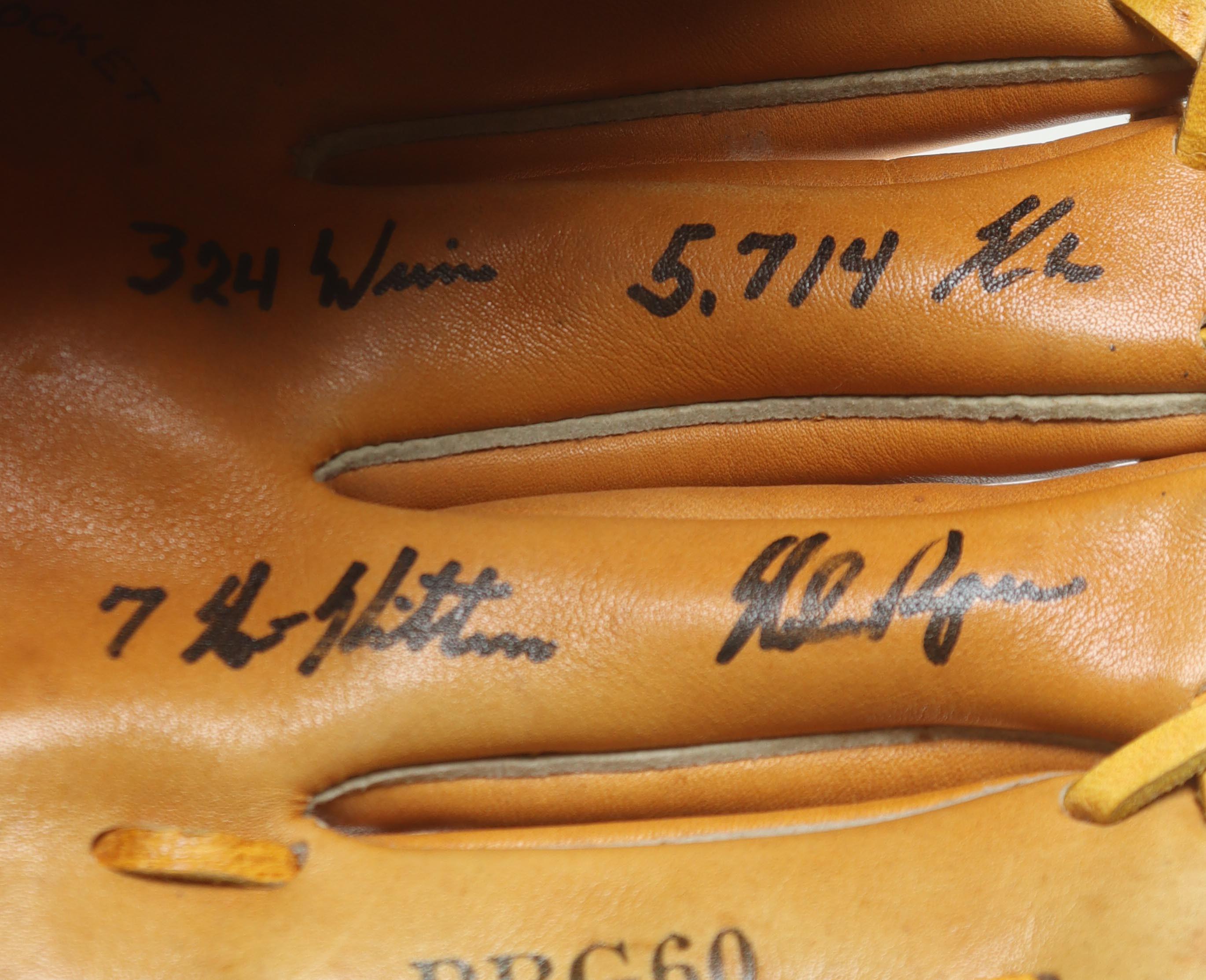 Nolan Ryan Signed Vintage Rawlings Nolan Ryan Model Baseball Glove Inscribed "324 Wins", "5,714 K's" & "7 No-Hitters In Photo Back Display Case (PSA) at PristineAuction.com Nolan Ryan Signed Vintage Rawlings Nolan Ryan Model Baseball Glove Inscribed "324 Wins", "5,714 K's" & "7 No-Hitters In Photo Back Display Case (PSA) at PristineAuction.com