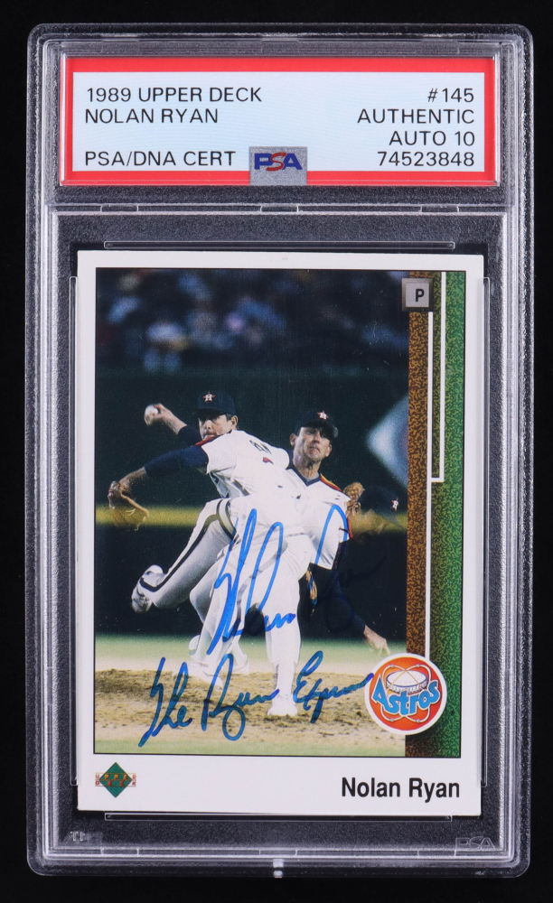 Nolan Ryan Signed 1989 Upper Deck #145 3X Inscribed 