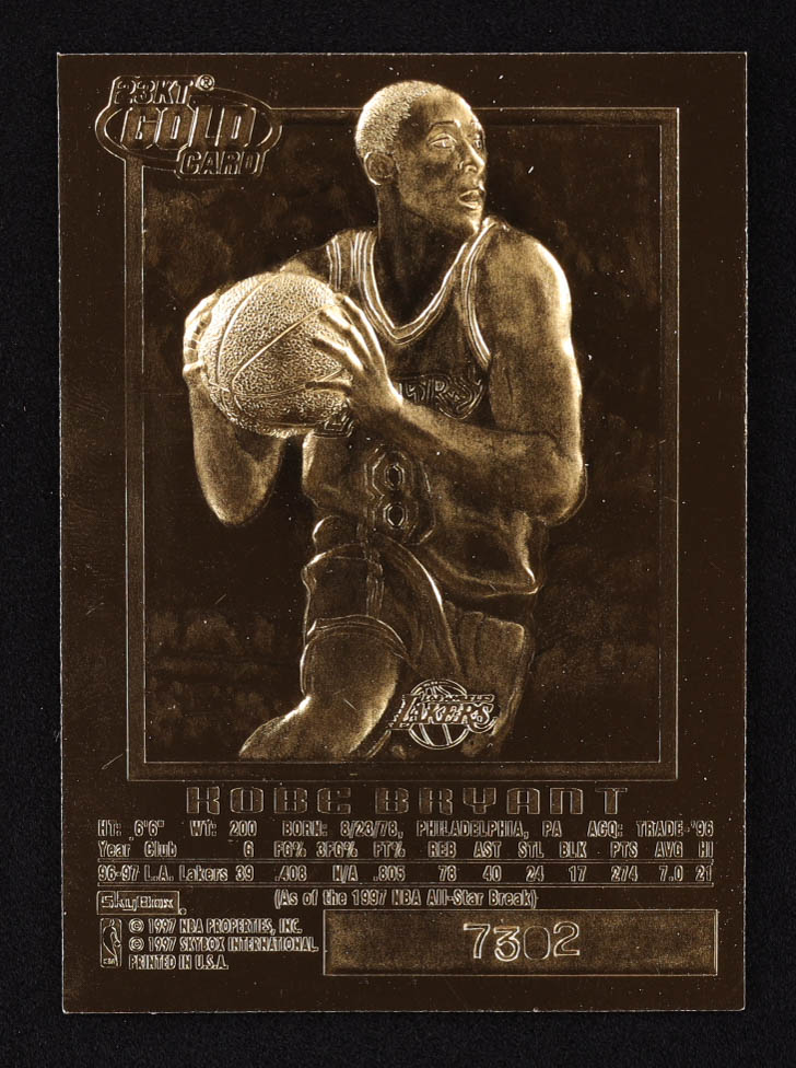 Kobe Bryant 1996-97 Skybox E-X2000 Sky Blue 23Kt Gold RC #7302 at PristineAuction.com Kobe Bryant 1996-97 Skybox E-X2000 Sky Blue 23Kt Gold RC #7302 at PristineAuction.com