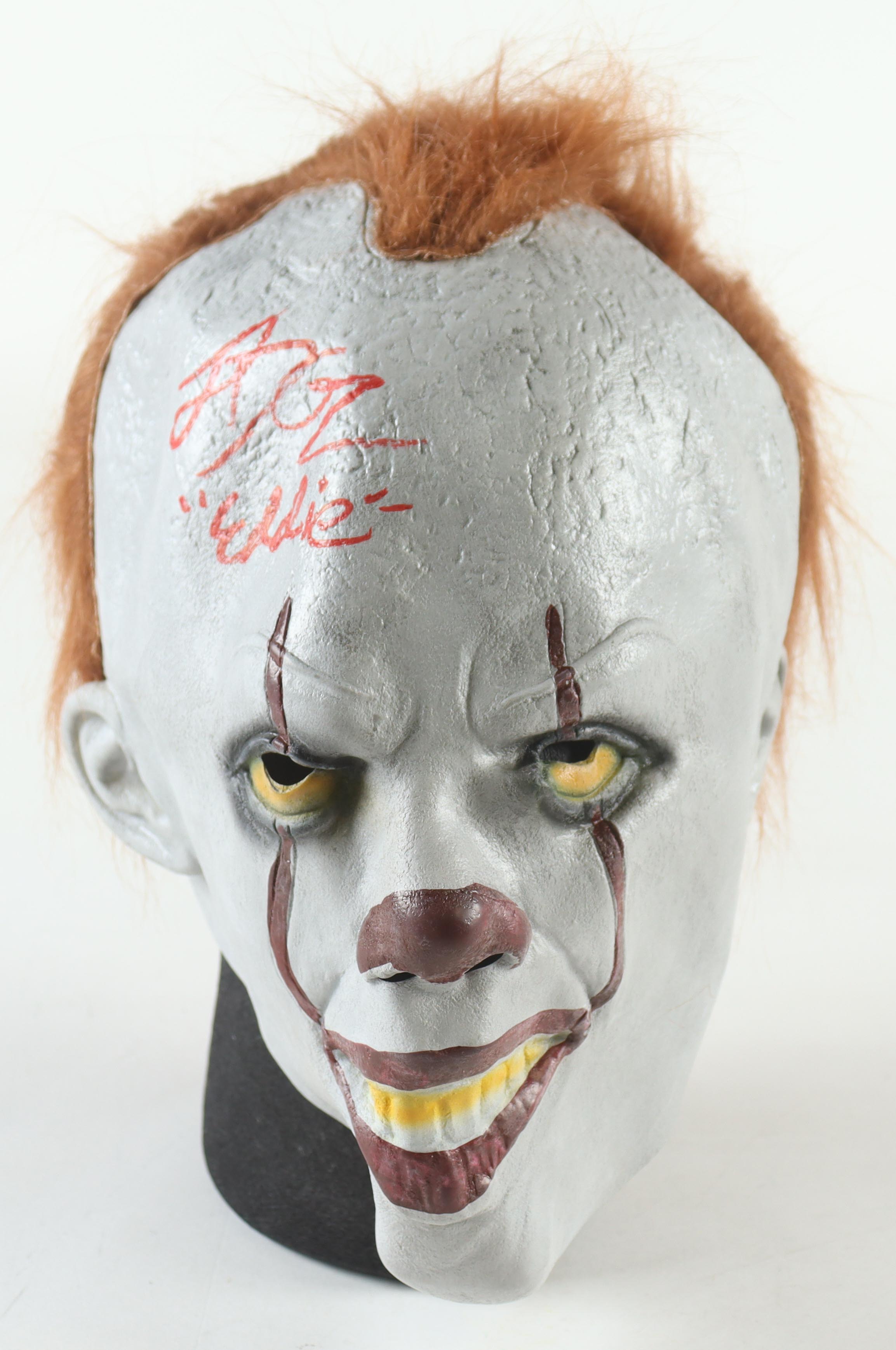 Jack Dylan Signed "IT" Pennywise Mask Inscribed "Eddie" (JSA) at PristineAuction.com Jack Dylan Signed "IT" Pennywise Mask Inscribed "Eddie" (JSA) at PristineAuction.com