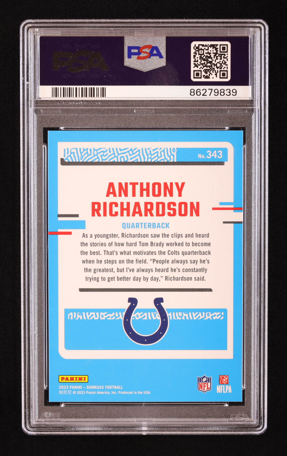 Anthony Richardson 2023 Donruss #343 RR RC (PSA 9) at PristineAuction.com Anthony Richardson 2023 Donruss #343 RR RC (PSA 9) at PristineAuction.com