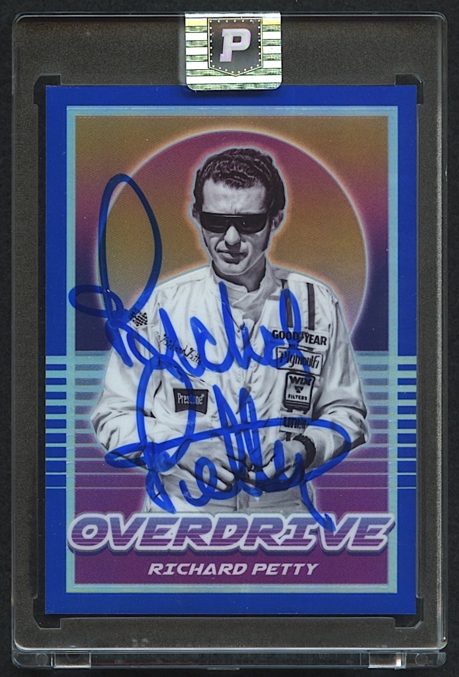 Richard Petty Signed 2022 Panini Chronicles Overdrive #18 Blue #176/199 (PA Encapsulated) at PristineAuction.com Richard Petty Signed 2022 Panini Chronicles Overdrive #18 Blue #176/199 (PA Encapsulated) at PristineAuction.com