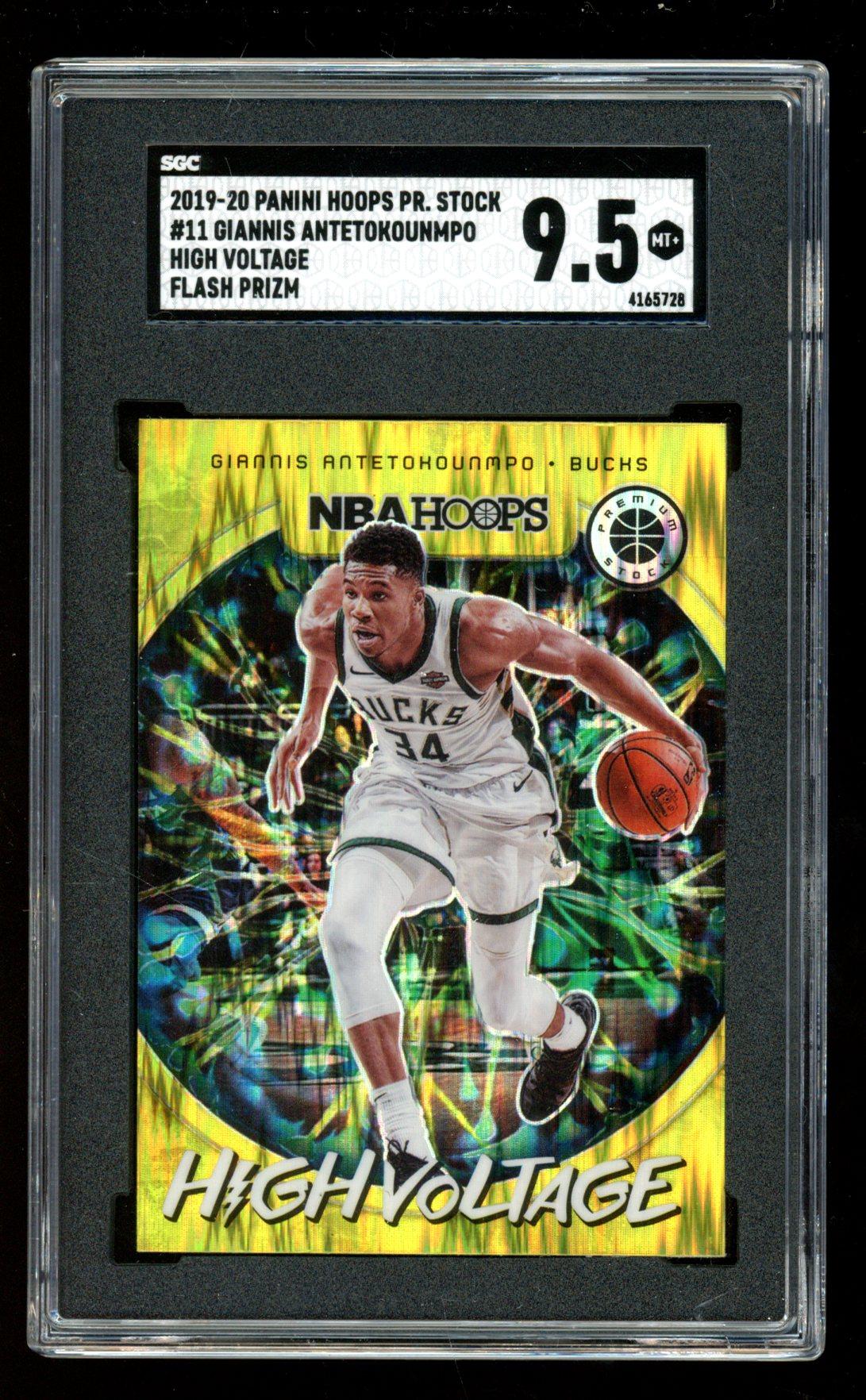 Giannis Antetokounmpo 2019-20 Hoops Premium Stock High Voltage Flash #11 (SGC 9.5) at PristineAuction.com Giannis Antetokounmpo 2019-20 Hoops Premium Stock High Voltage Flash #11 (SGC 9.5) at PristineAuction.com