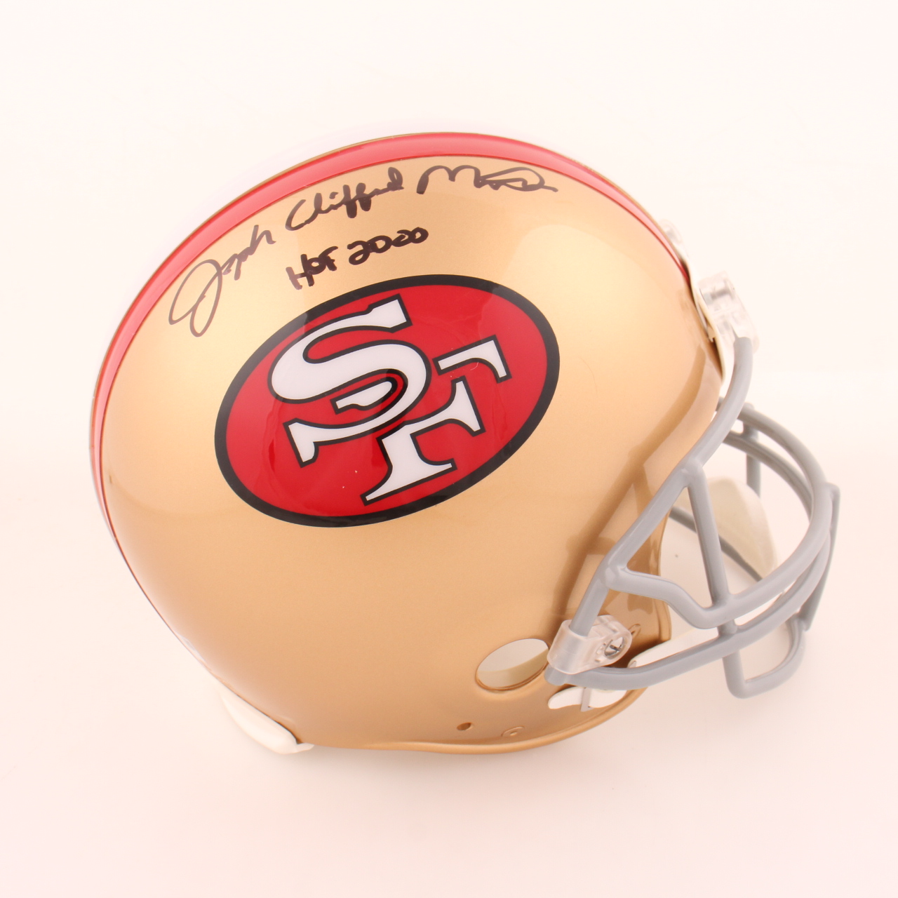 Joe Montana Signed 49ers Full-Size Authentic On-Field Helmet Inscribed "HOF 2000" (Fanatics) at PristineAuction.com Joe Montana Signed 49ers Full-Size Authentic On-Field Helmet Inscribed "HOF 2000" (Fanatics) at PristineAuction.com