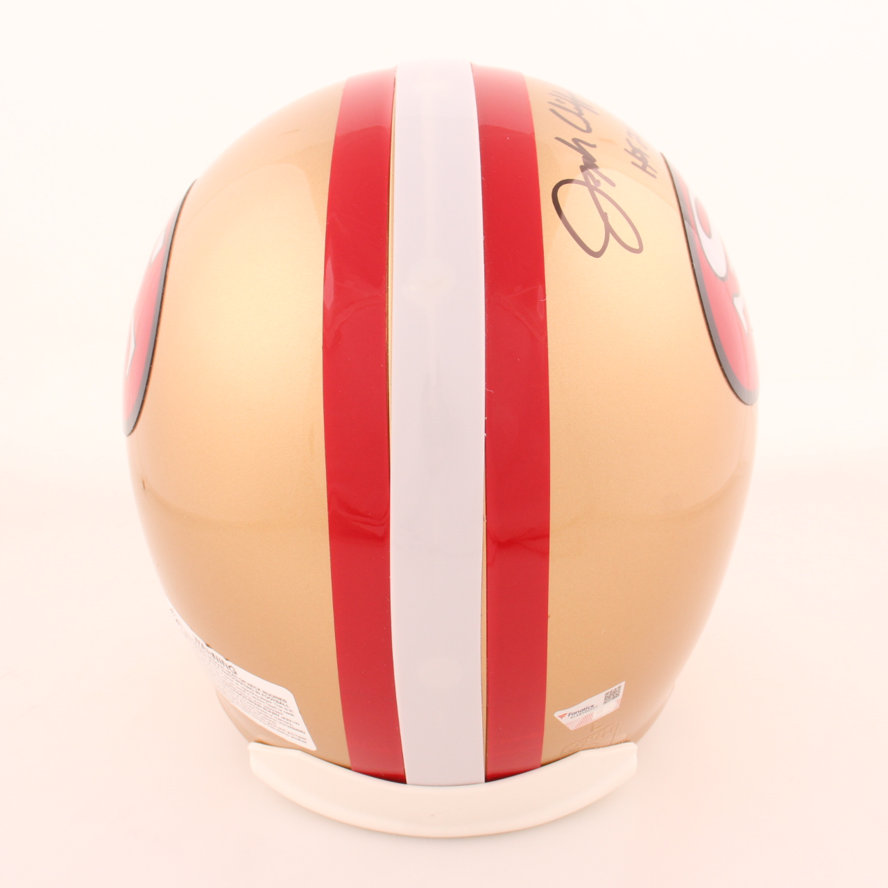 Joe Montana Signed 49ers Full-Size Authentic On-Field Helmet Inscribed "HOF 2000" (Fanatics) at PristineAuction.com Joe Montana Signed 49ers Full-Size Authentic On-Field Helmet Inscribed "HOF 2000" (Fanatics) at PristineAuction.com