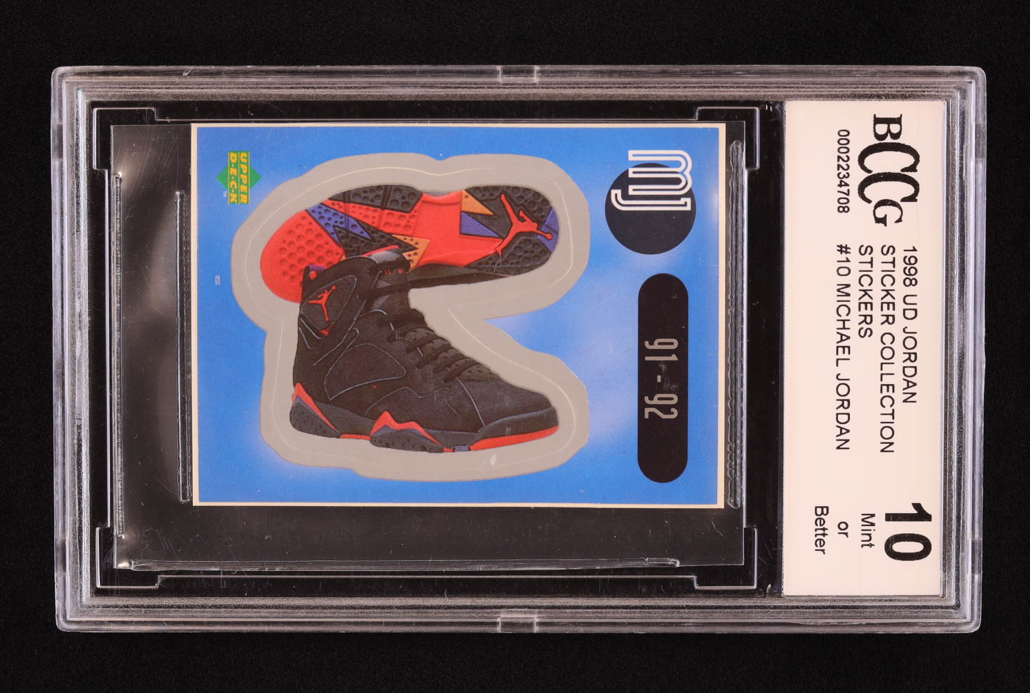 Michael Jordan 1998 Upper Deck MJ Sticker Collection Stickers #10 (BCCG 10) at PristineAuction.com Michael Jordan 1998 Upper Deck MJ Sticker Collection Stickers #10 (BCCG 10) at PristineAuction.com